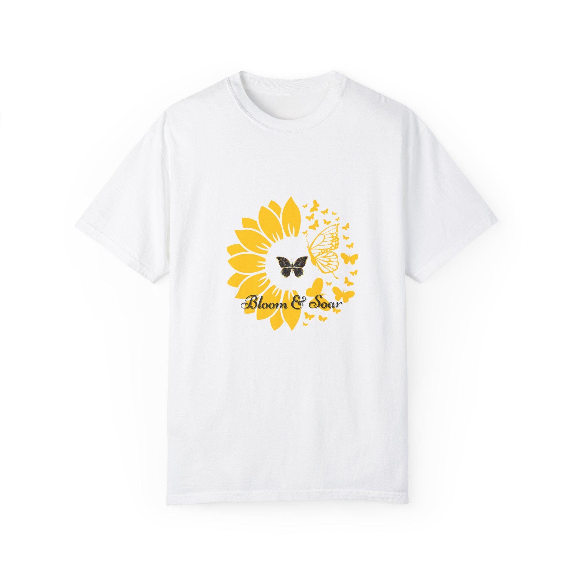 Bloom & Soar T-Shirt, Unisex Butterfly Graphic Tee, Floral Summer Shirt, Gift for Nature Lovers, Positive Vibes Fashion