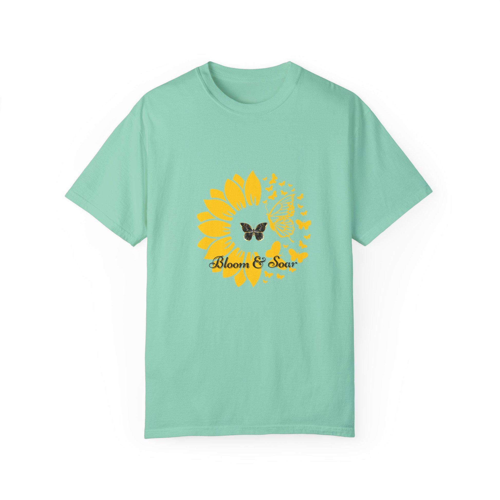 Bloom & Soar T-Shirt, Unisex Butterfly Graphic Tee, Floral Summer Shirt, Gift for Nature Lovers, Positive Vibes Fashion