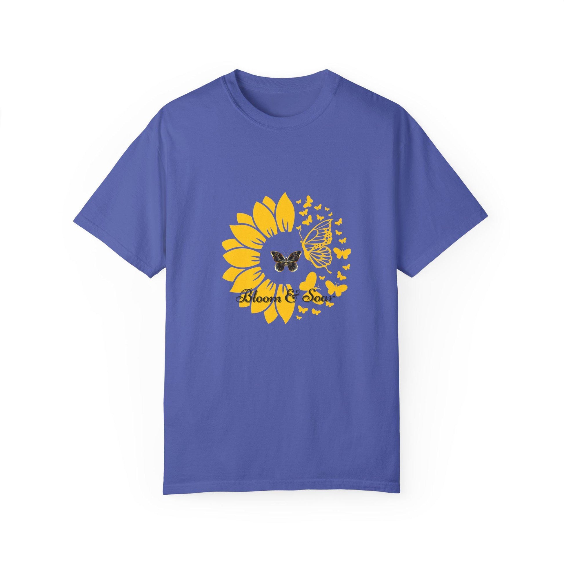 Bloom & Soar T-Shirt, Unisex Butterfly Graphic Tee, Floral Summer Shirt, Gift for Nature Lovers, Positive Vibes Fashion