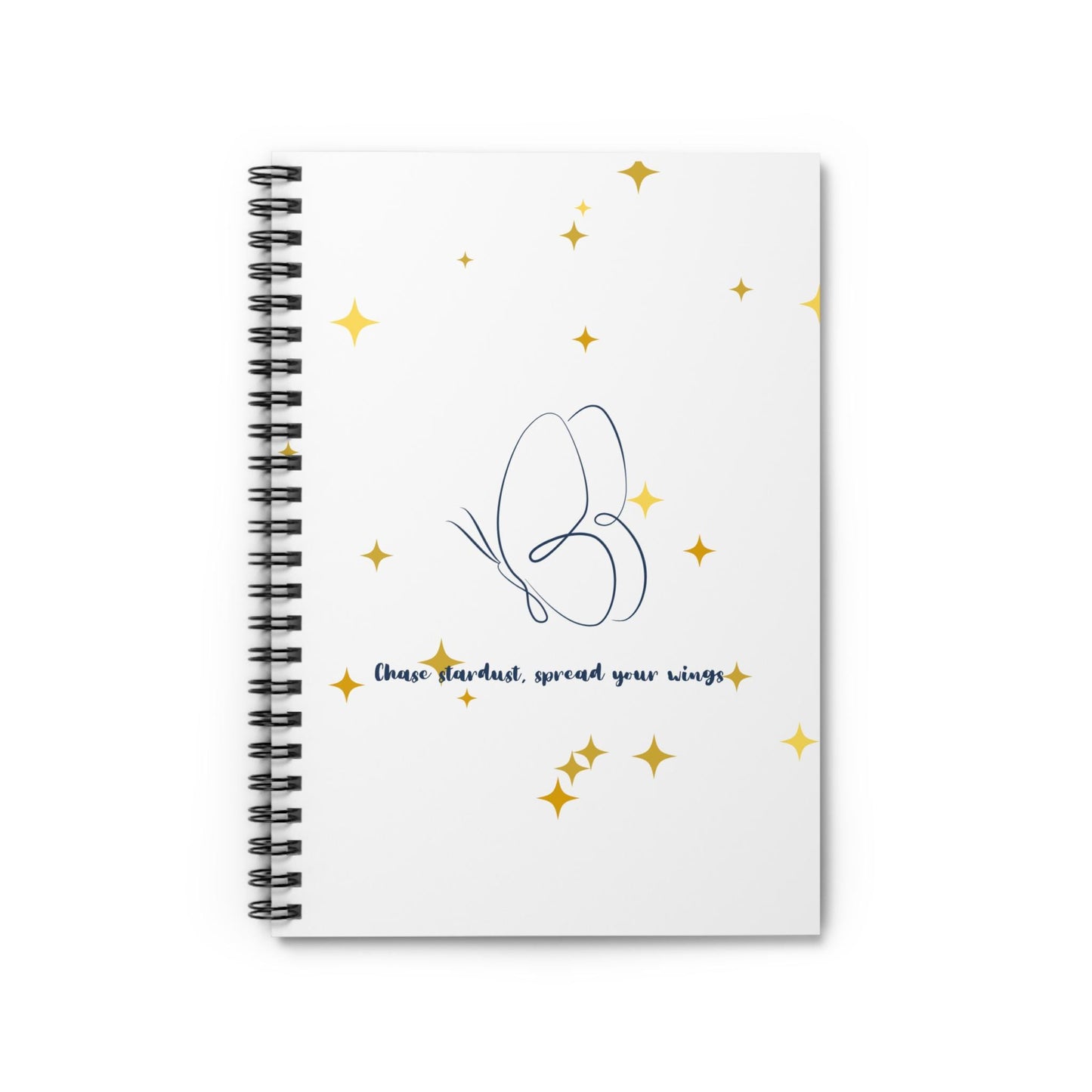 Inspirational Spiral Notebook - Chase Stardust Design, Journaling, Writing, Gift Idea, Butterfly Art, Motivational Stationery