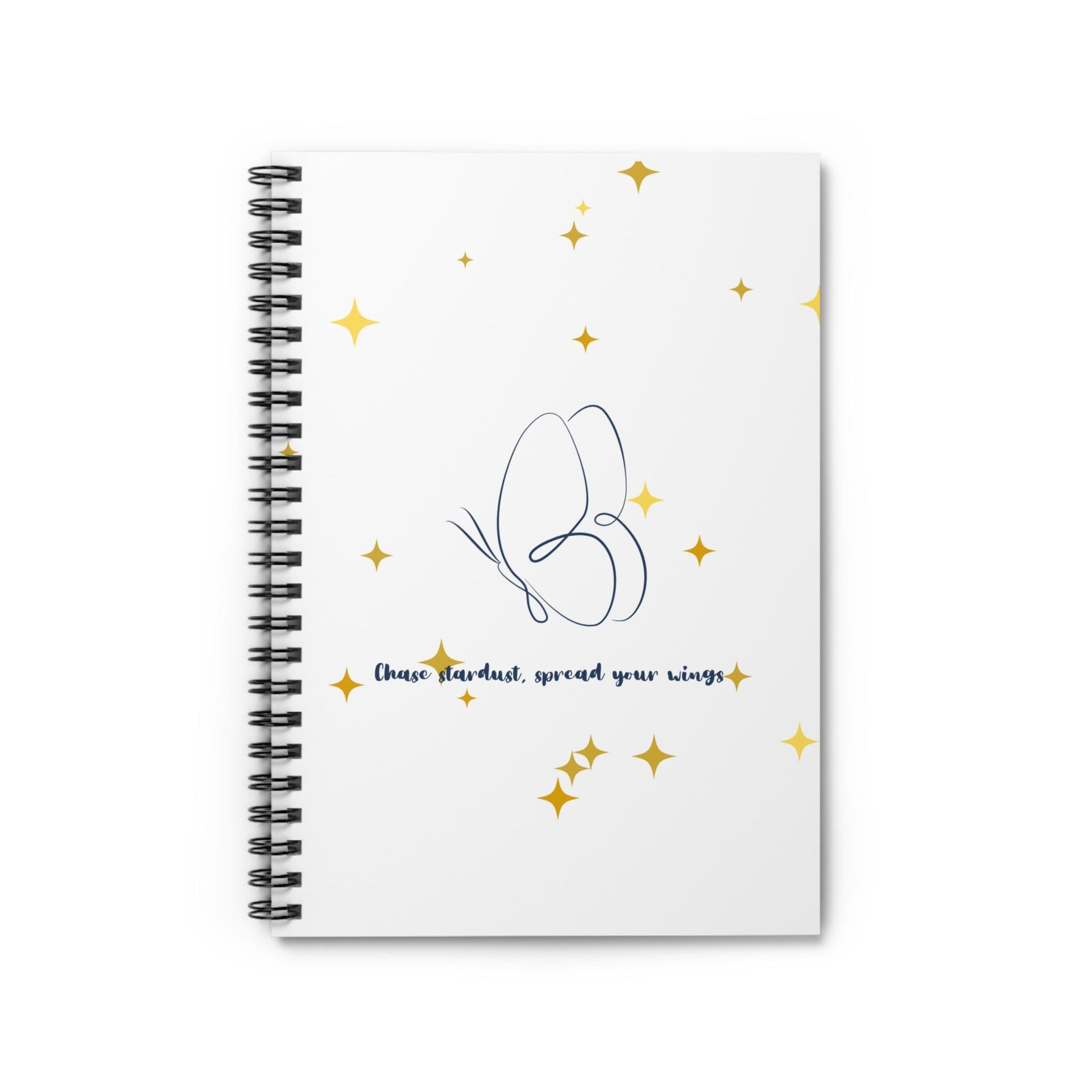 Inspirational Spiral Notebook - Chase Stardust Design, Journaling, Writing, Gift Idea, Butterfly Art, Motivational Stationery