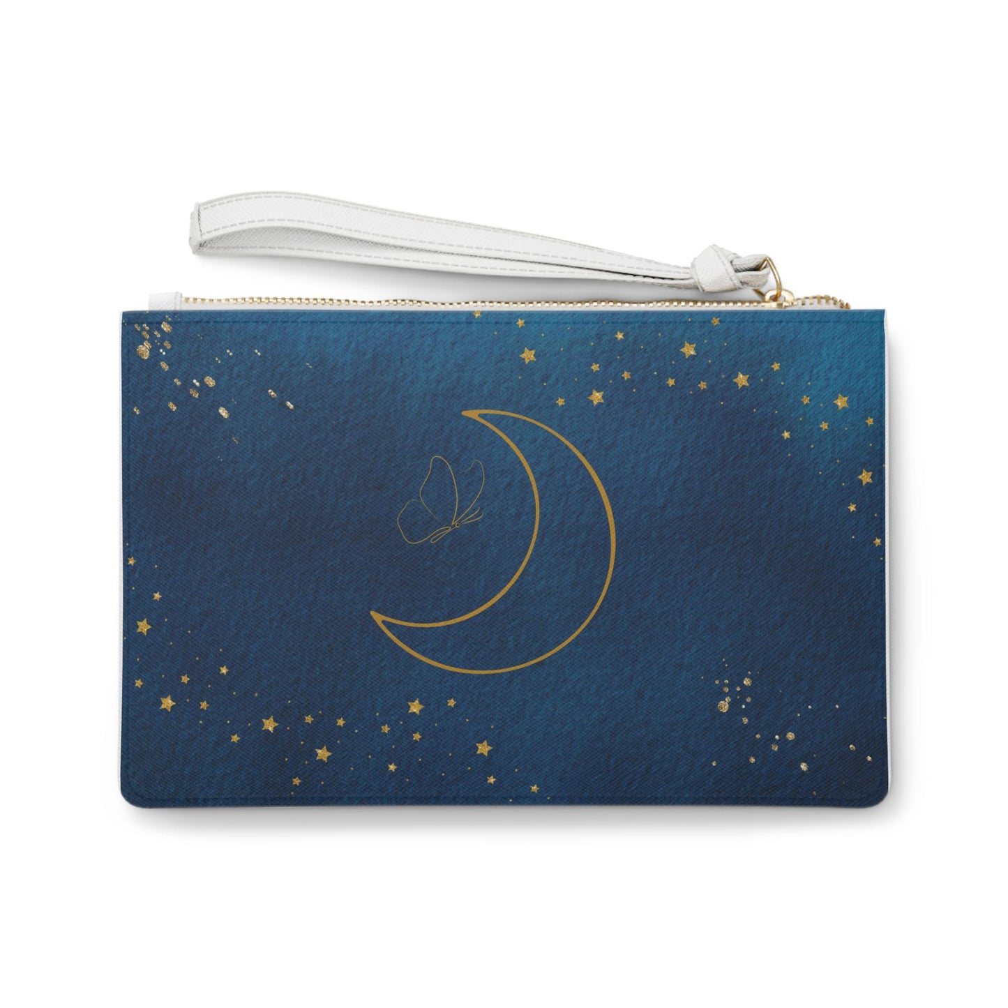 Celestial Clutch Bag, Moon and Stars Design, Boho Cosmetic Pouch, Night Sky Evening Purse, Gift for Her, Stylish Accessories