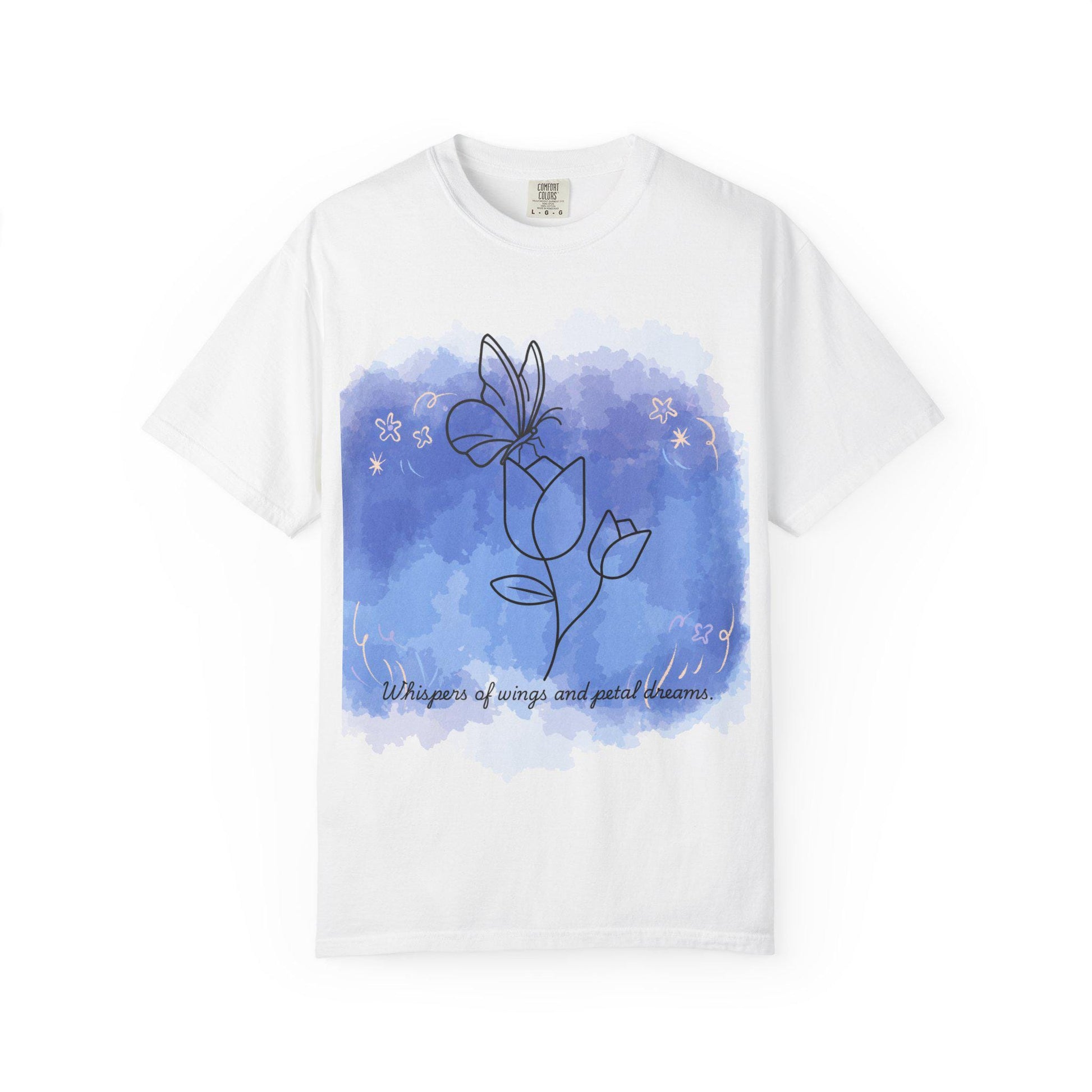 Whispers of Spring Unisex Garment-Dyed T-Shirt, Art Tee, Floral Design, Casual Wear, Gift for Her, Spring Fashion, Nature Lover