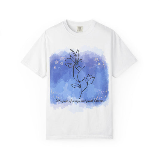 Whispers of Spring Unisex Garment-Dyed T-Shirt, Art Tee, Floral Design, Casual Wear, Gift for Her, Spring Fashion, Nature Lover