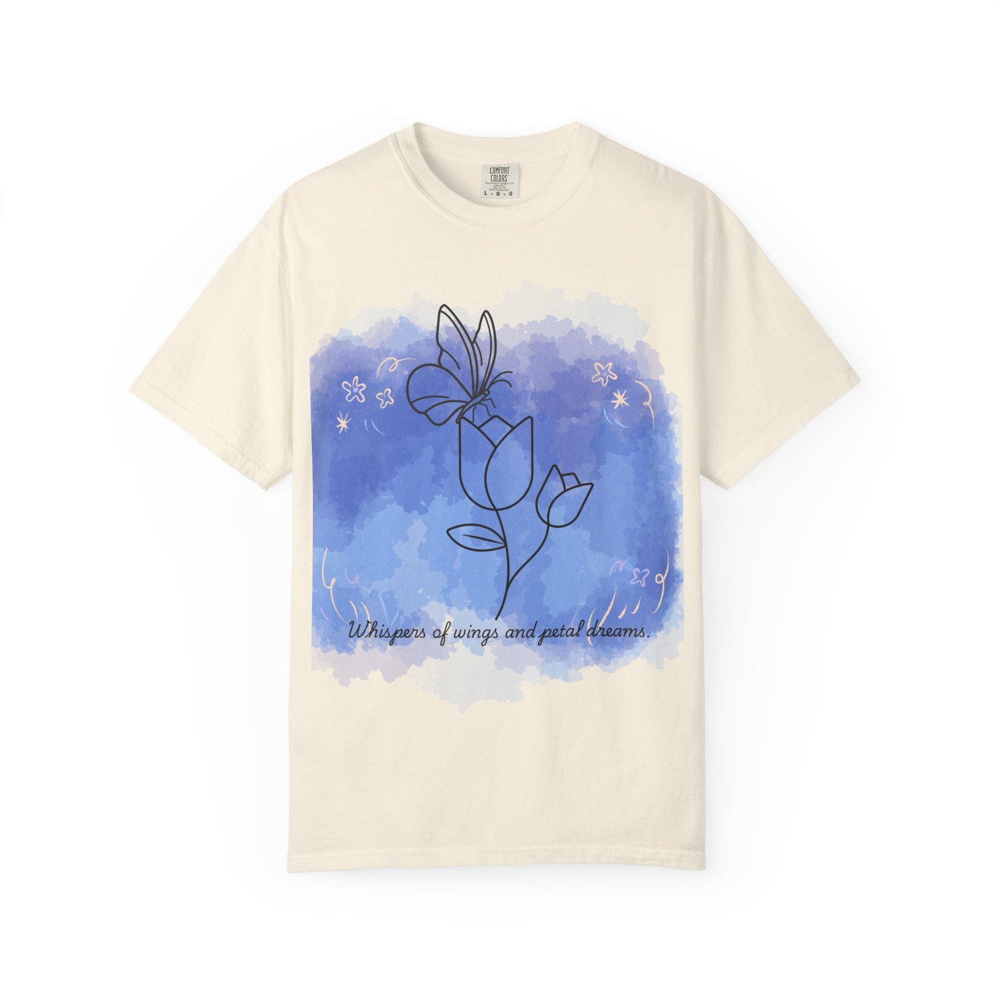 Whispers of Spring Unisex Garment-Dyed T-Shirt, Art Tee, Floral Design, Casual Wear, Gift for Her, Spring Fashion, Nature Lover