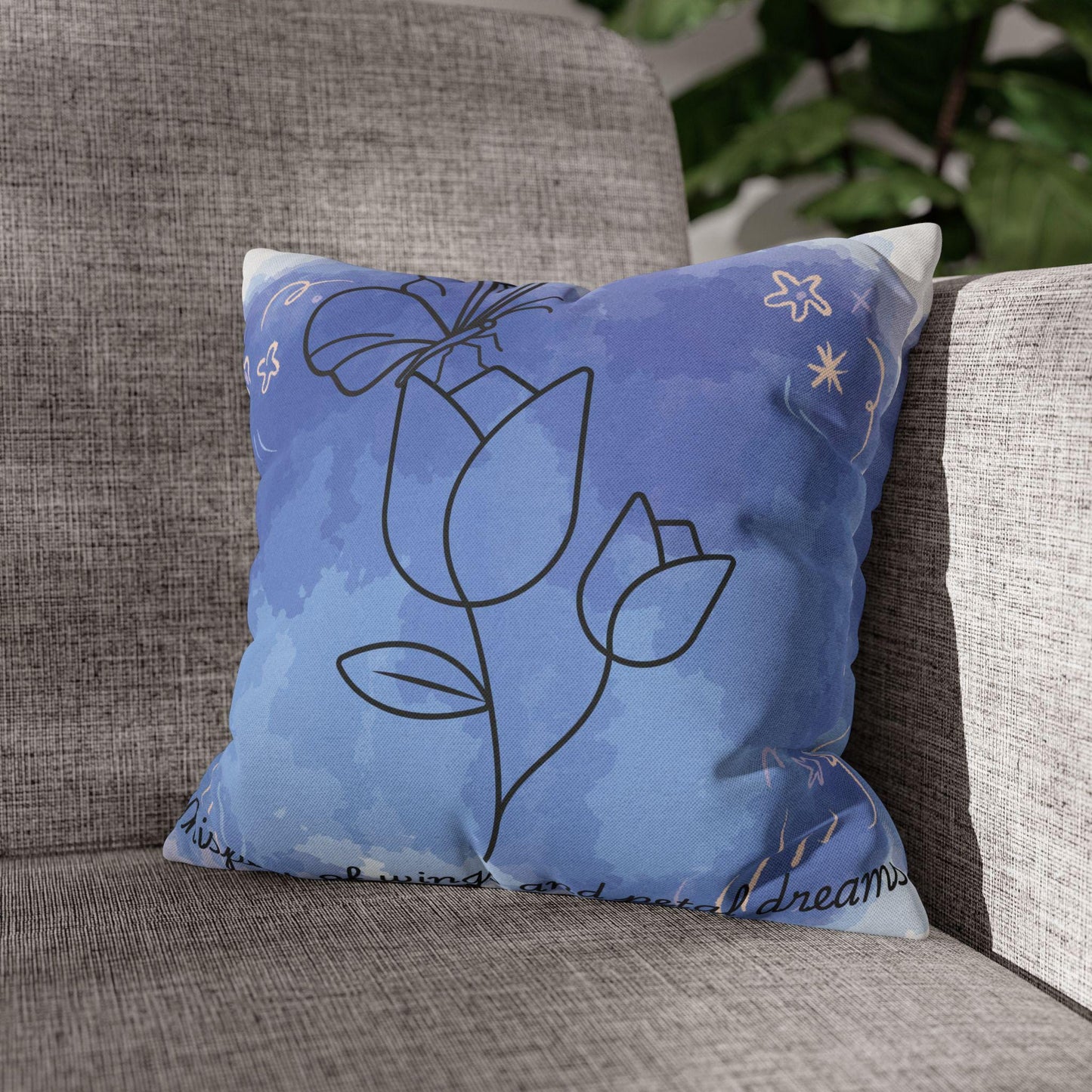 Whimsical Floral Pillowcase, Cozy Decor Gift, Bedroom Accent, Boho Home, Dreamy Atmosphere, Mother's Day