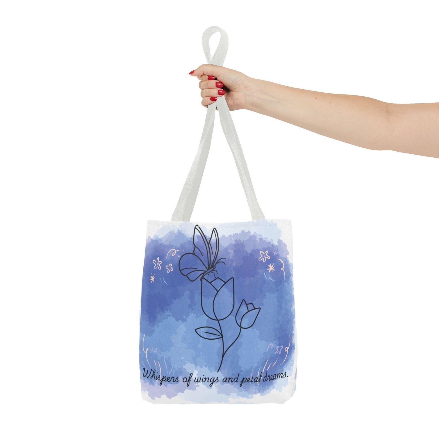Whimsical Floral Tote Bag, Butterfly & Bloom Design, Dreamy Gift, Eco-Friendly Shopper, Perfect for Spring, Beach Bag, Garden Lover