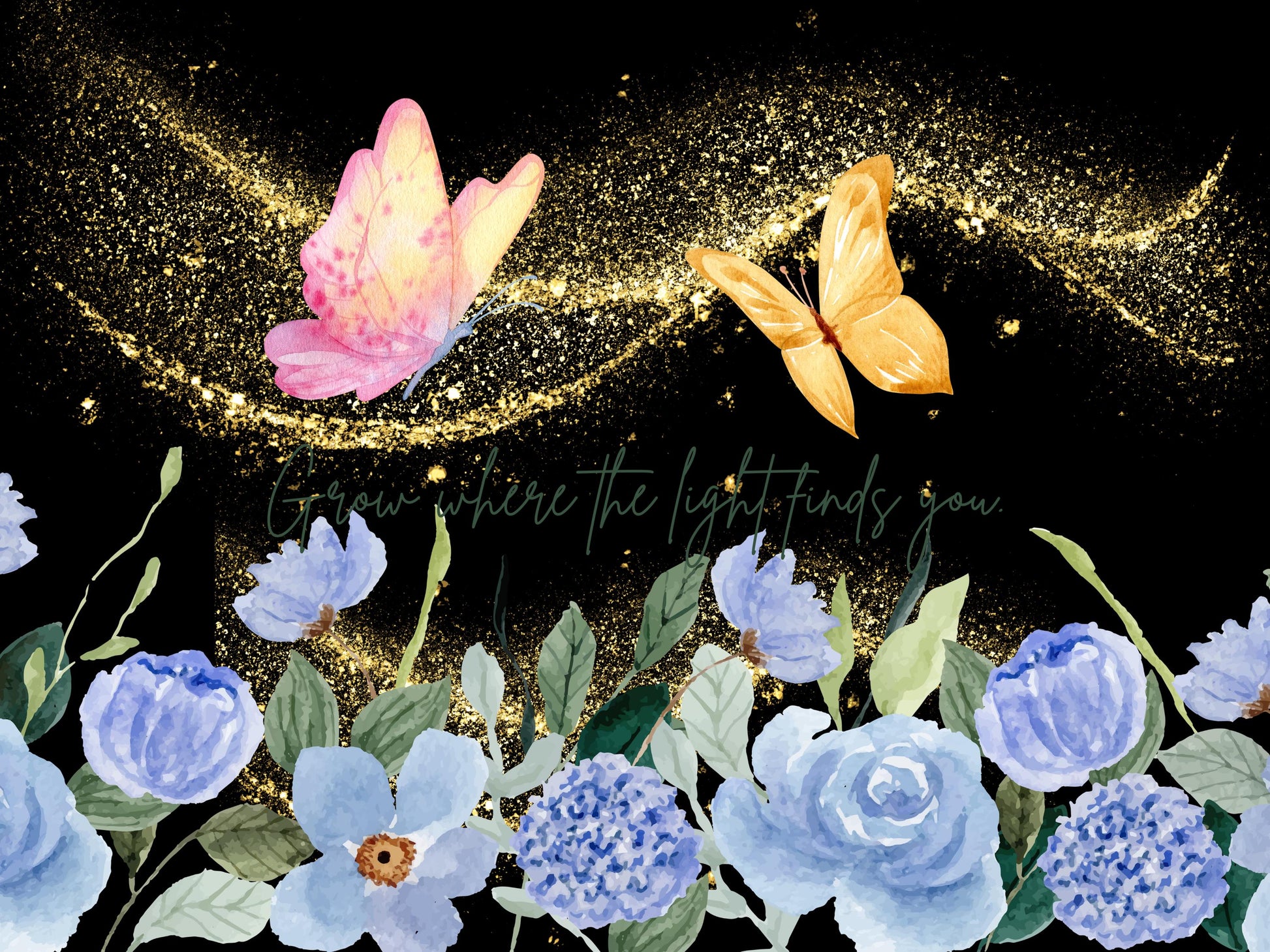 Inspirational Spiral Notebook - 'Grow Where the Light Finds You', Floral Butterfly Journal, Gift for Students, Nature Lovers, Spring,