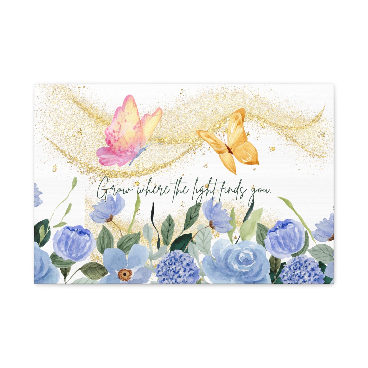 Inspirational Floral Canvas Art - "Grow Where the Light Finds You" - Home Decor, Gift for Her, Wall Art, Nursery Decor, Nature Lover