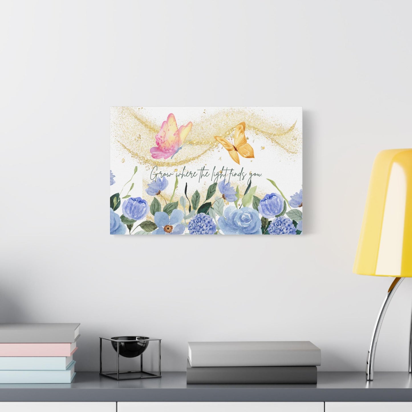 Inspirational Floral Canvas Art - "Grow Where the Light Finds You" - Home Decor, Gift for Her, Wall Art, Nursery Decor, Nature Lover