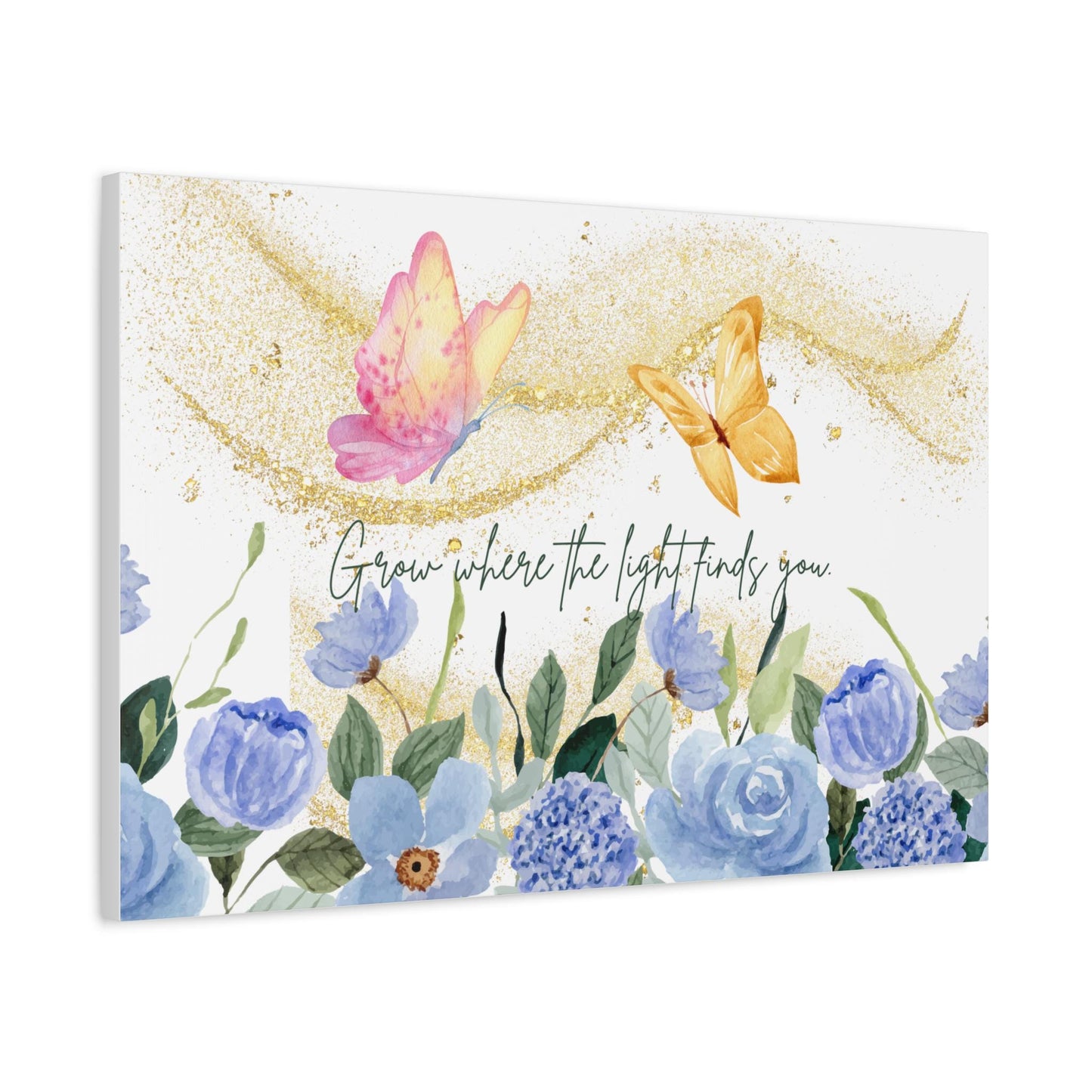 Inspirational Floral Canvas Art - "Grow Where the Light Finds You" - Home Decor, Gift for Her, Wall Art, Nursery Decor, Nature Lover
