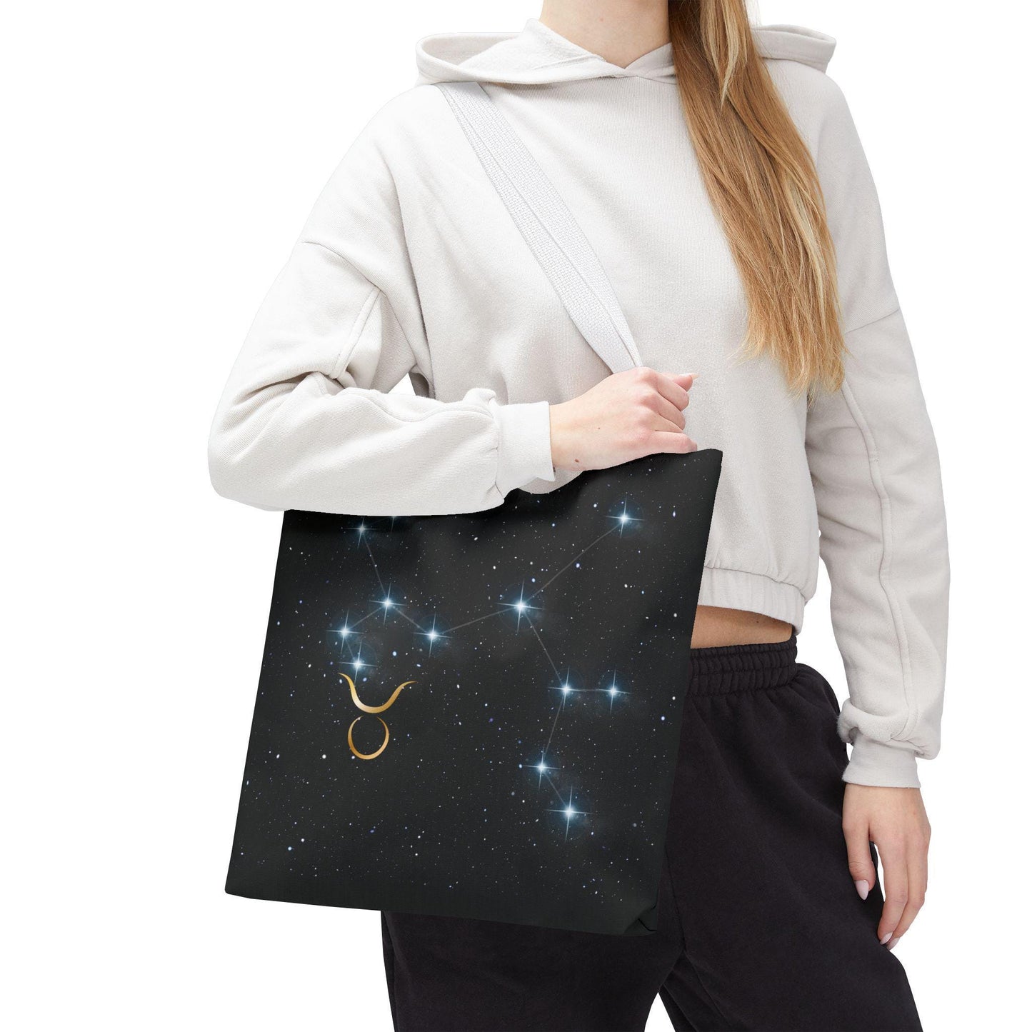 Zodiac Tote Bag with Taurus Constellation Design, Astrology Gift, Celestial Shopping Bag, Horoscope Birthday Present, Starry Night Style