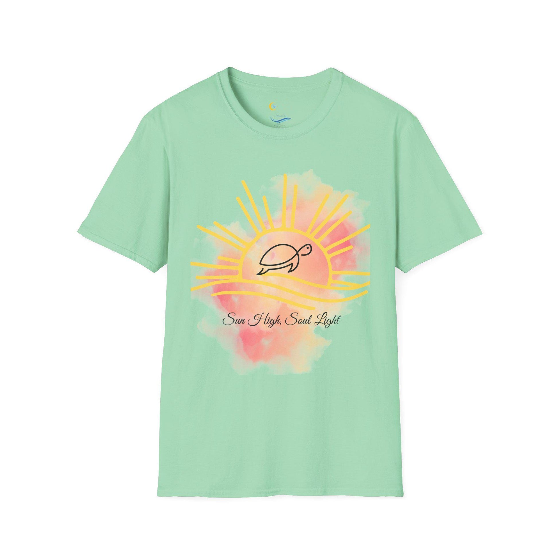 Sea Turlte Sun Tee-Vibrant Ocean Sunset Graphic T-Shirt -Beachy Coastal Shirt- Sea Life Shirt Summer Nature Shirt-Uni-sex Eco Tee