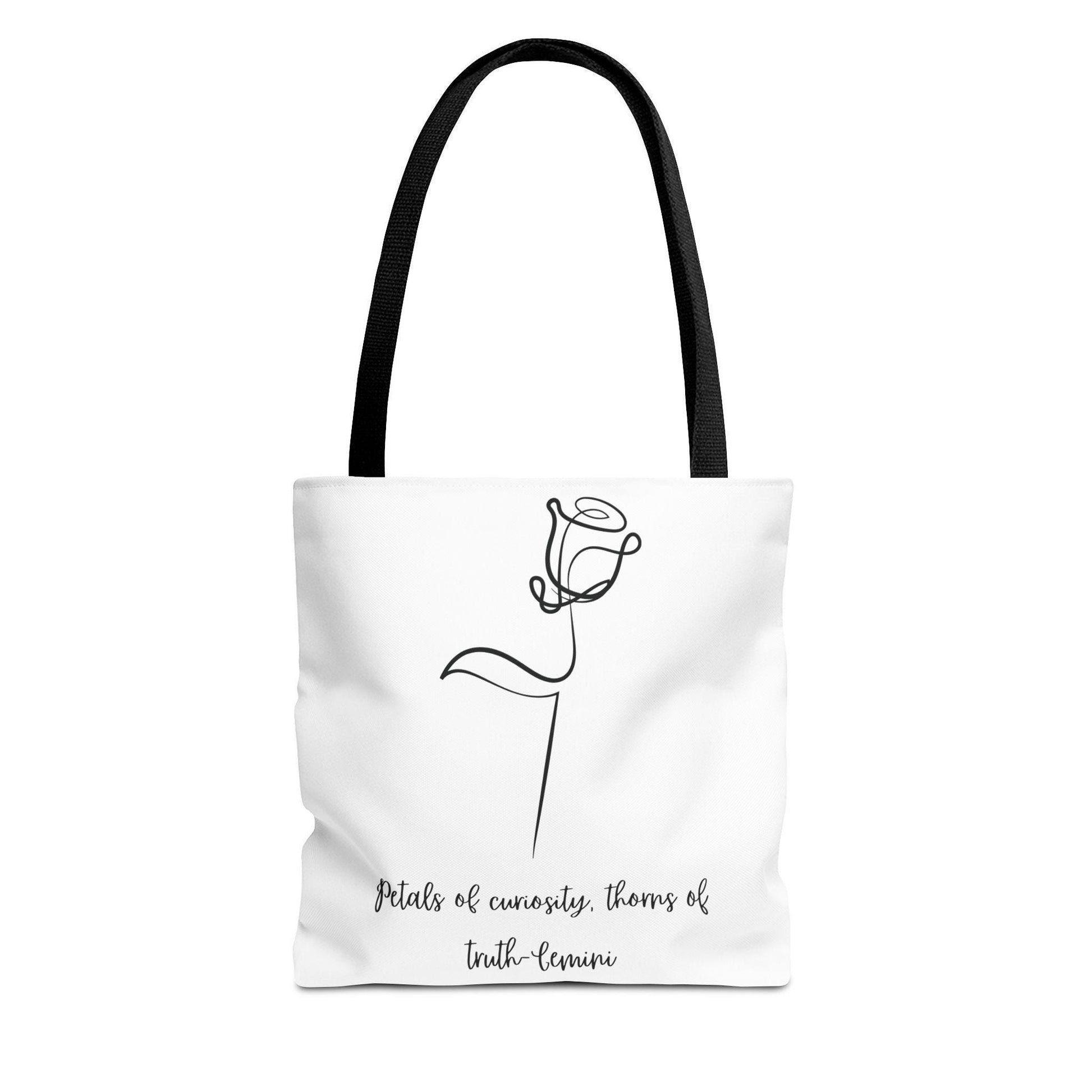 Minimalist Flower Tote Bag, Perfect for Gift, Grocery, Beach Day, Eco-Friendly, Petals of Curiosity, Thorns of Truth