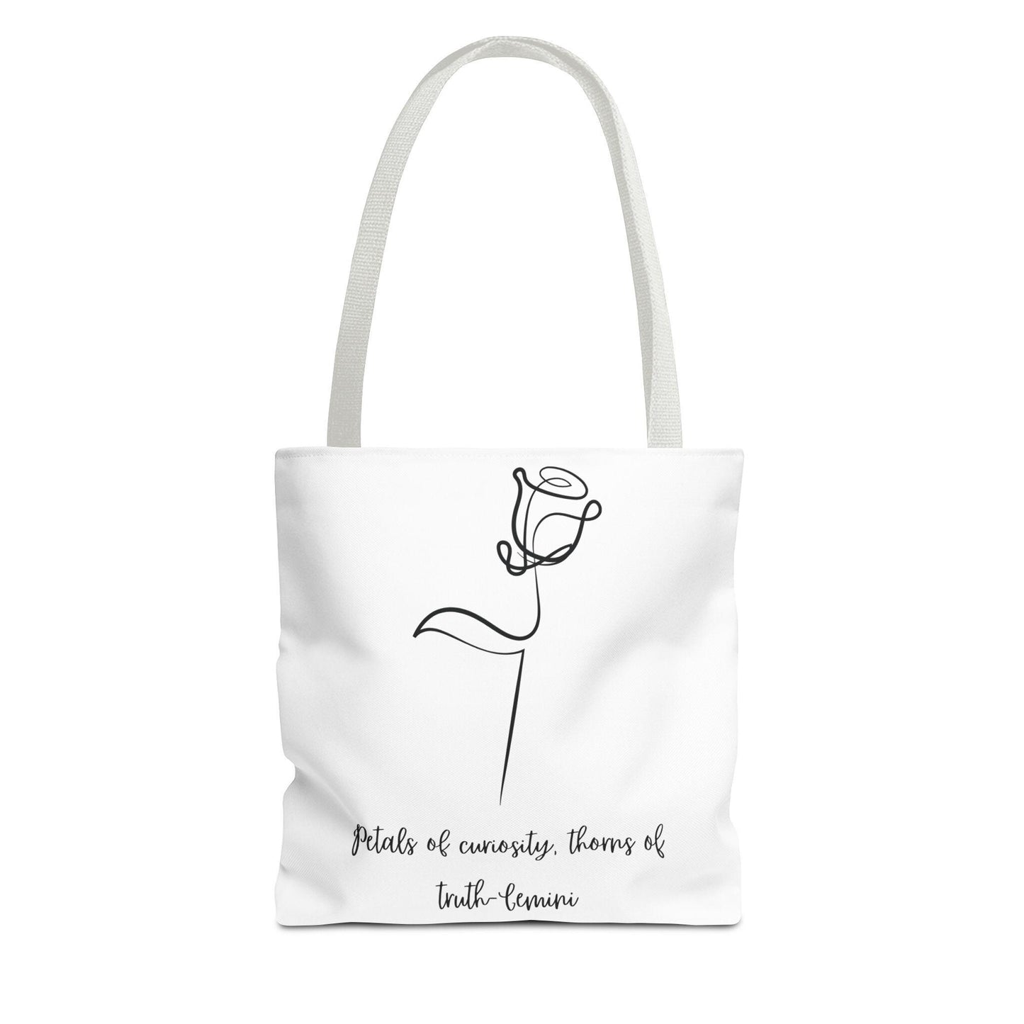 Minimalist Flower Tote Bag, Perfect for Gift, Grocery, Beach Day, Eco-Friendly, Petals of Curiosity, Thorns of Truth