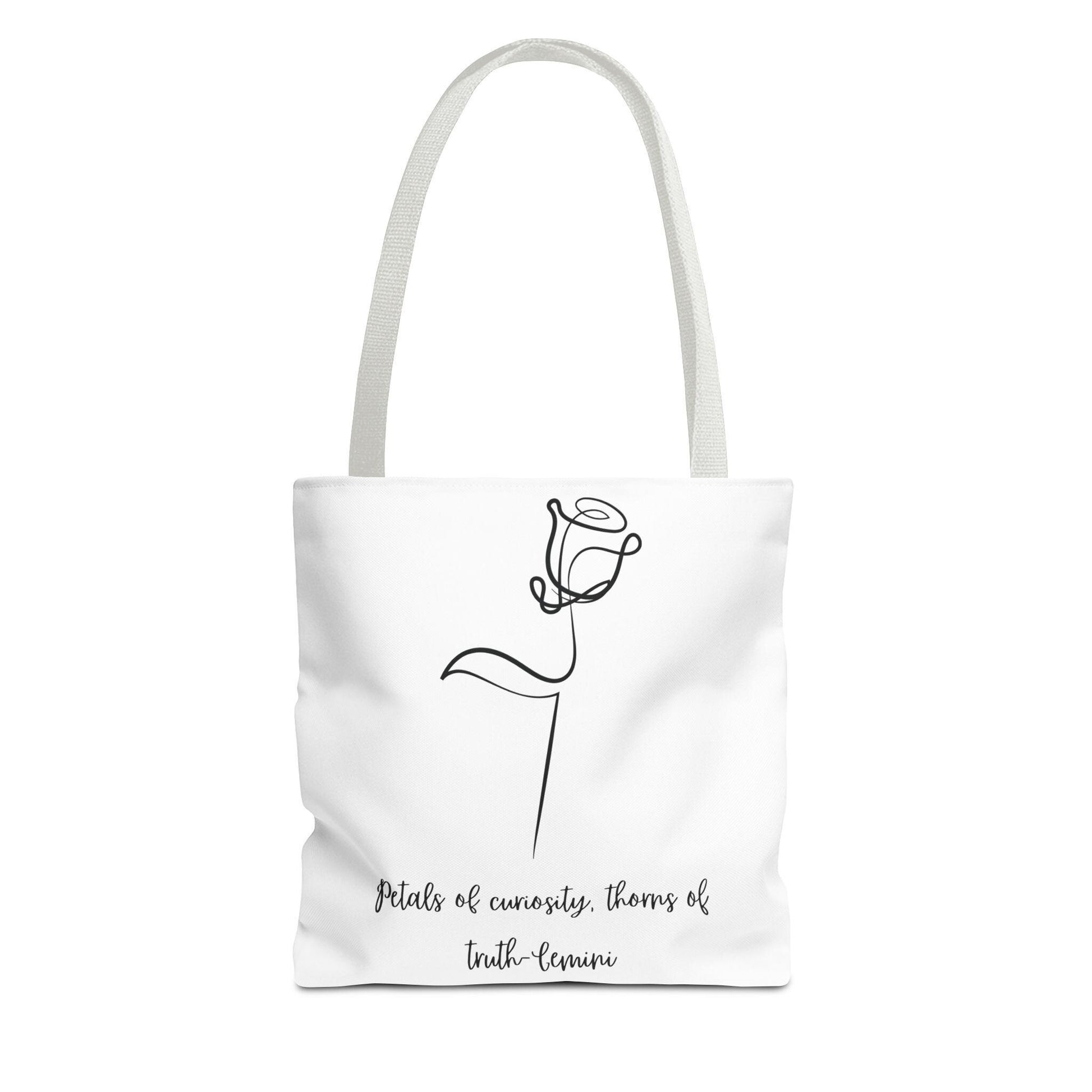 Minimalist Flower Tote Bag, Perfect for Gift, Grocery, Beach Day, Eco-Friendly, Petals of Curiosity, Thorns of Truth