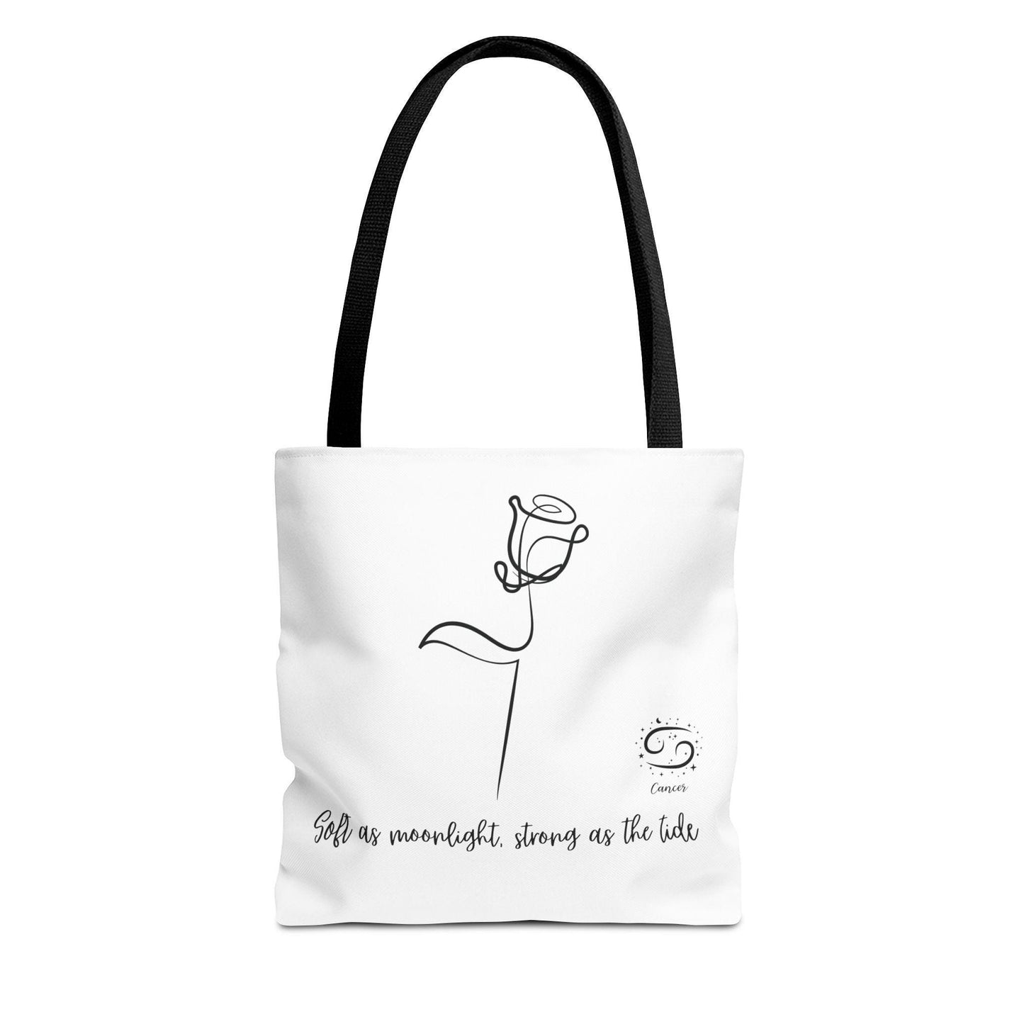 Inspirational Tote Bag - "Bold as Moonlight, Strong as the Tide" - Motivational Gift, Flower Design, Reusable Shopping Bag, Everyday Use,