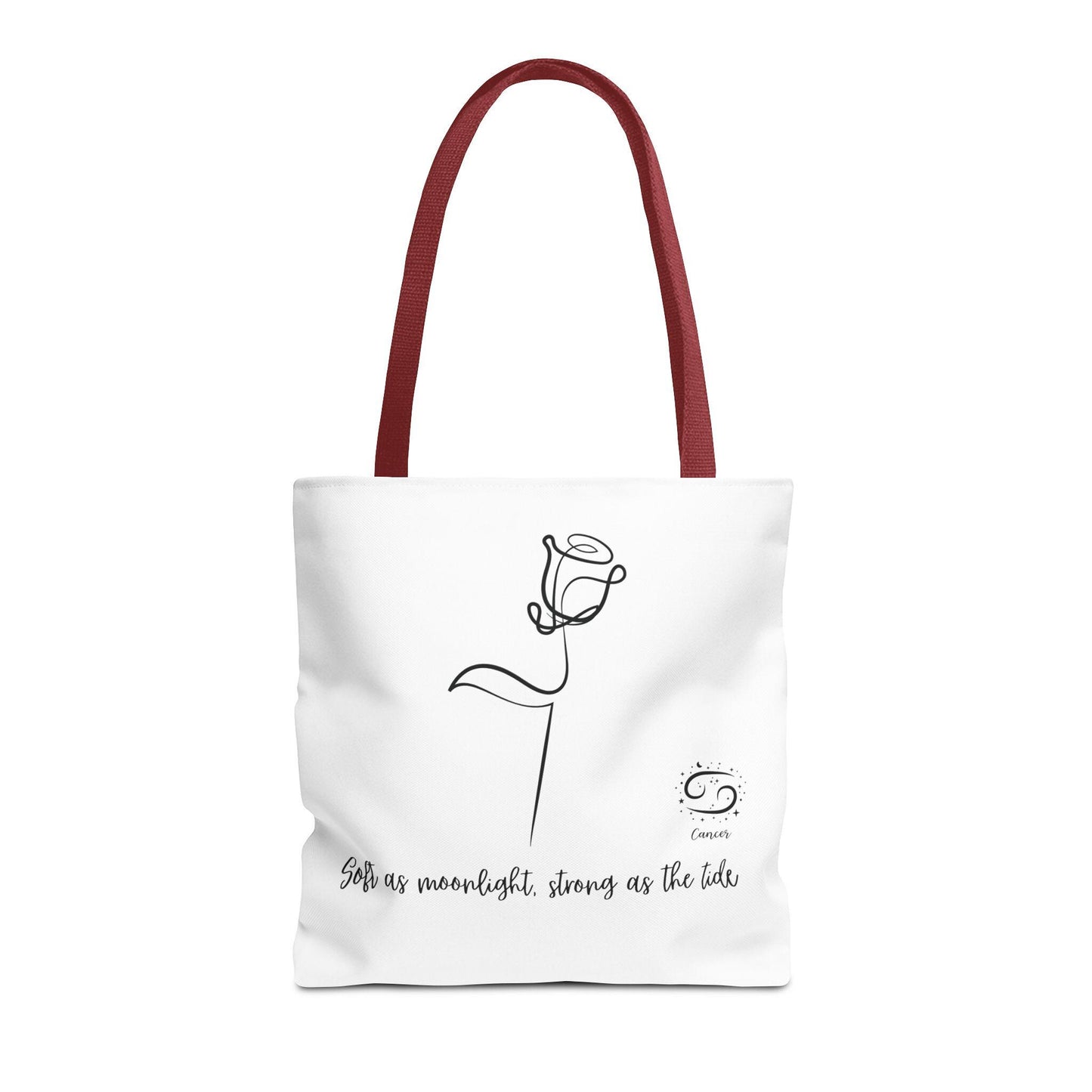 Inspirational Tote Bag - "Bold as Moonlight, Strong as the Tide" - Motivational Gift, Flower Design, Reusable Shopping Bag, Everyday Use,