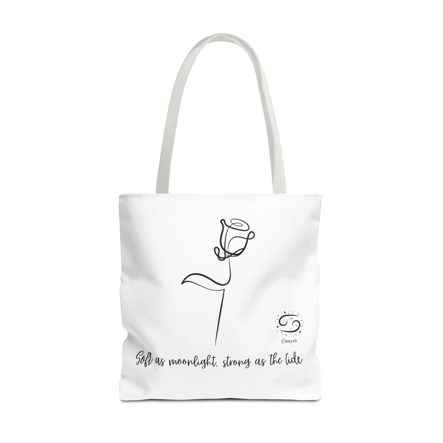 Inspirational Tote Bag - "Bold as Moonlight, Strong as the Tide" - Motivational Gift, Flower Design, Reusable Shopping Bag, Everyday Use,