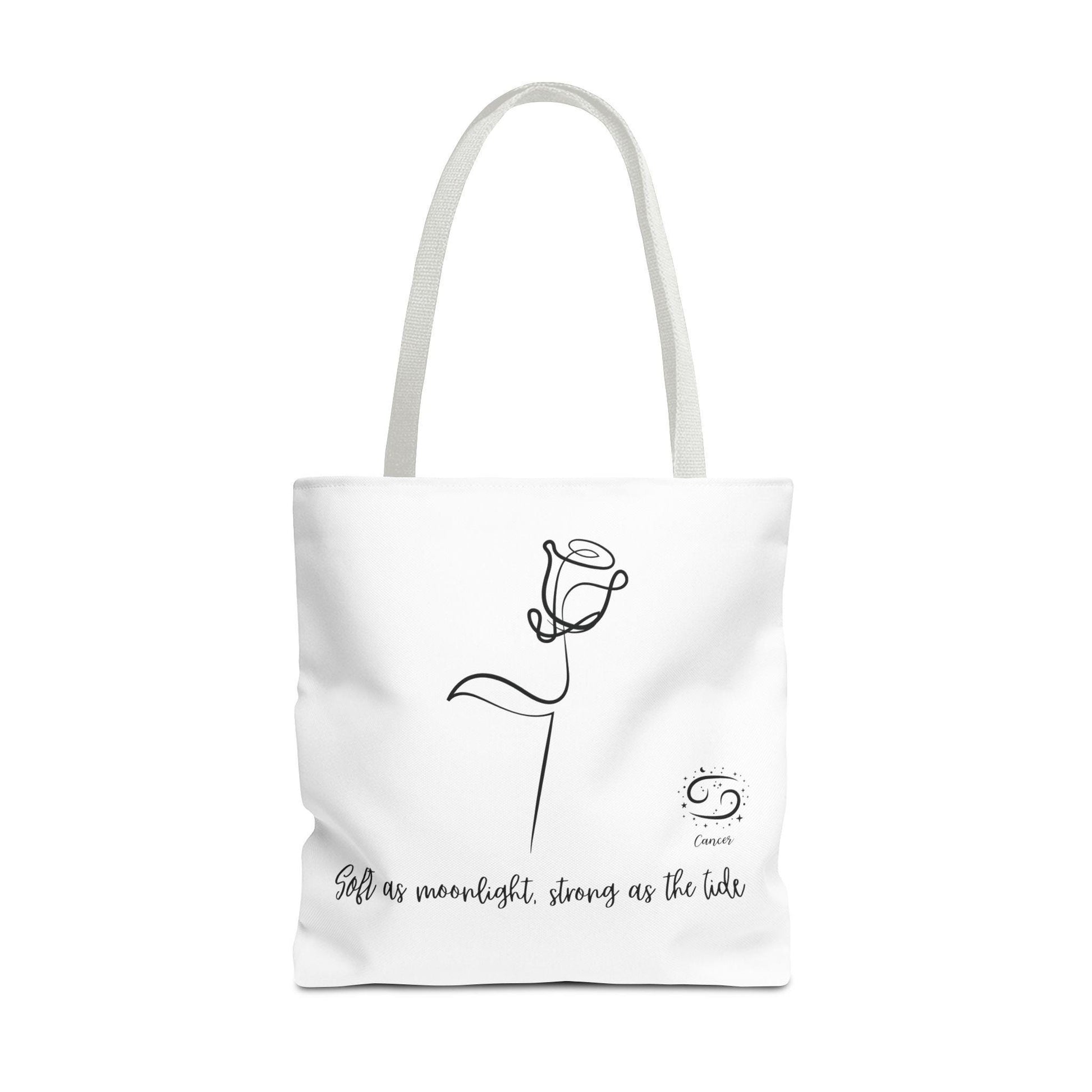 Inspirational Tote Bag - "Bold as Moonlight, Strong as the Tide" - Motivational Gift, Flower Design, Reusable Shopping Bag, Everyday Use,