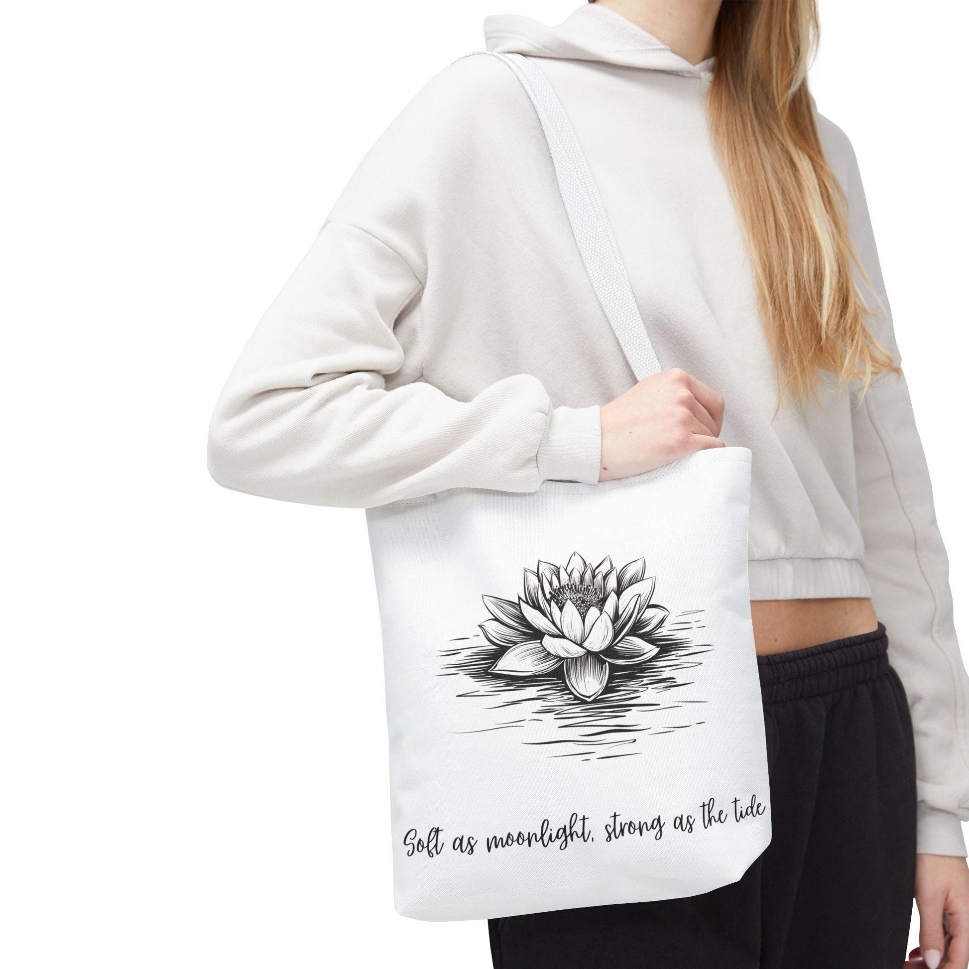 Lotus Inspiring Tote Bag - Eco-Friendly, Motivational Gift, Beach Essentials, Reusable Grocery Bag, Yoga & Meditation