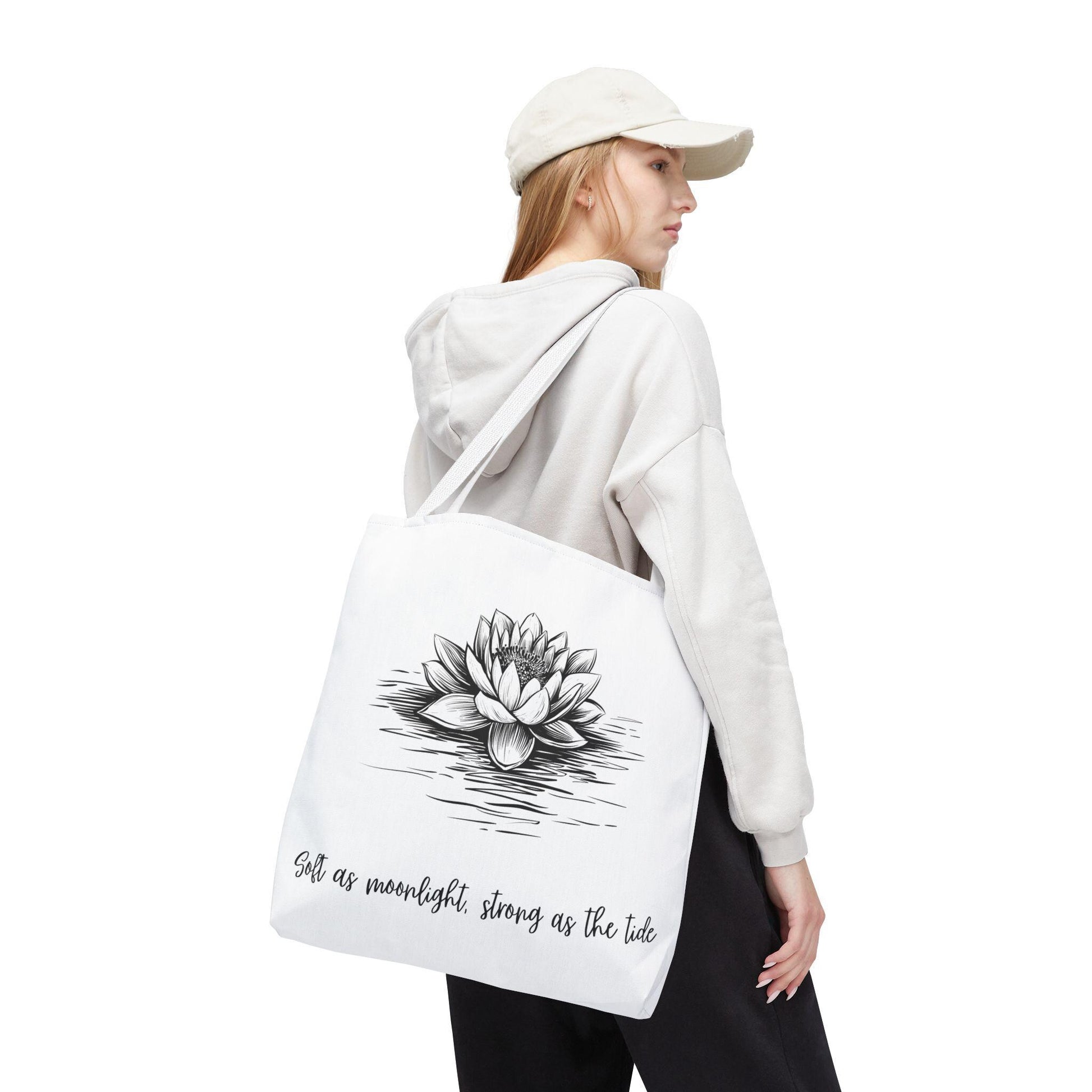 Lotus Inspiring Tote Bag - Eco-Friendly, Motivational Gift, Beach Essentials, Reusable Grocery Bag, Yoga & Meditation
