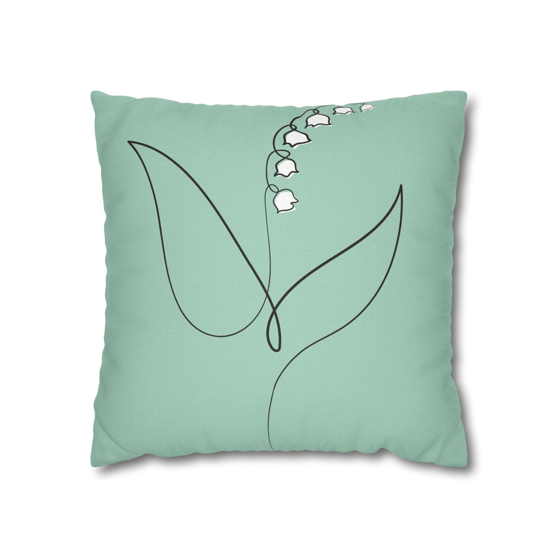 Mint Green Pillowcase, Lily of the Valley Home Decor, Botanical Throw Pillow, Floral Accent Cushion Cover, Bedroom Decoration, Soft