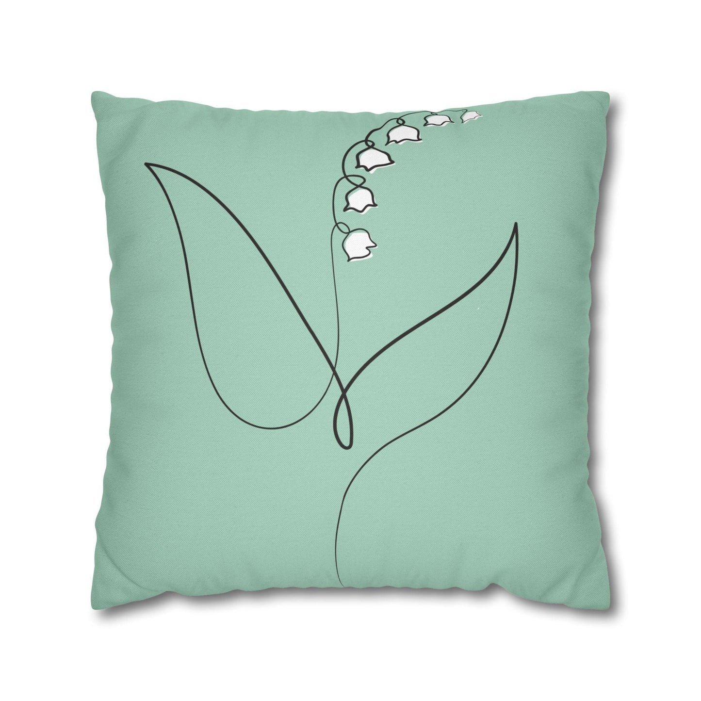 Mint Green Pillowcase, Lily of the Valley Home Decor, Botanical Throw Pillow, Floral Accent Cushion Cover, Bedroom Decoration, Soft