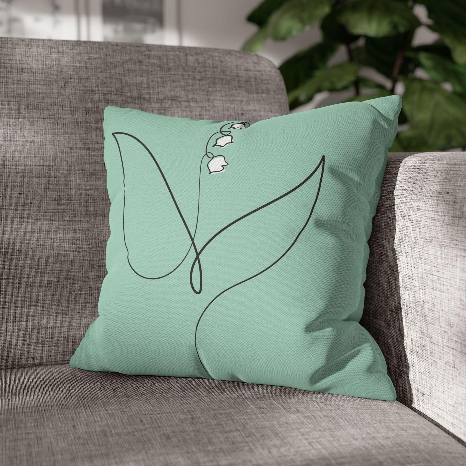 Mint Green Pillowcase, Lily of the Valley Home Decor, Botanical Throw Pillow, Floral Accent Cushion Cover, Bedroom Decoration, Soft