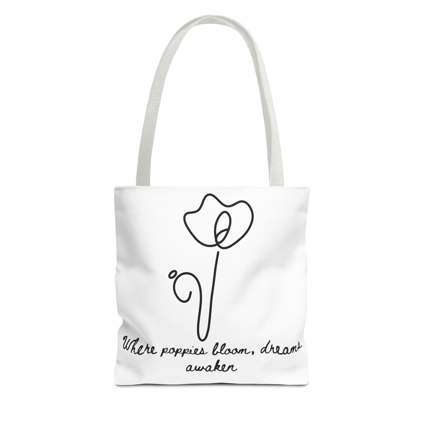 Poppy Flower Tote Bag, Floral Tote, Inspirational Quote Bag, August Birth Flower, Eco-Friendly Grocery Bag, Reusable Shopping Tote