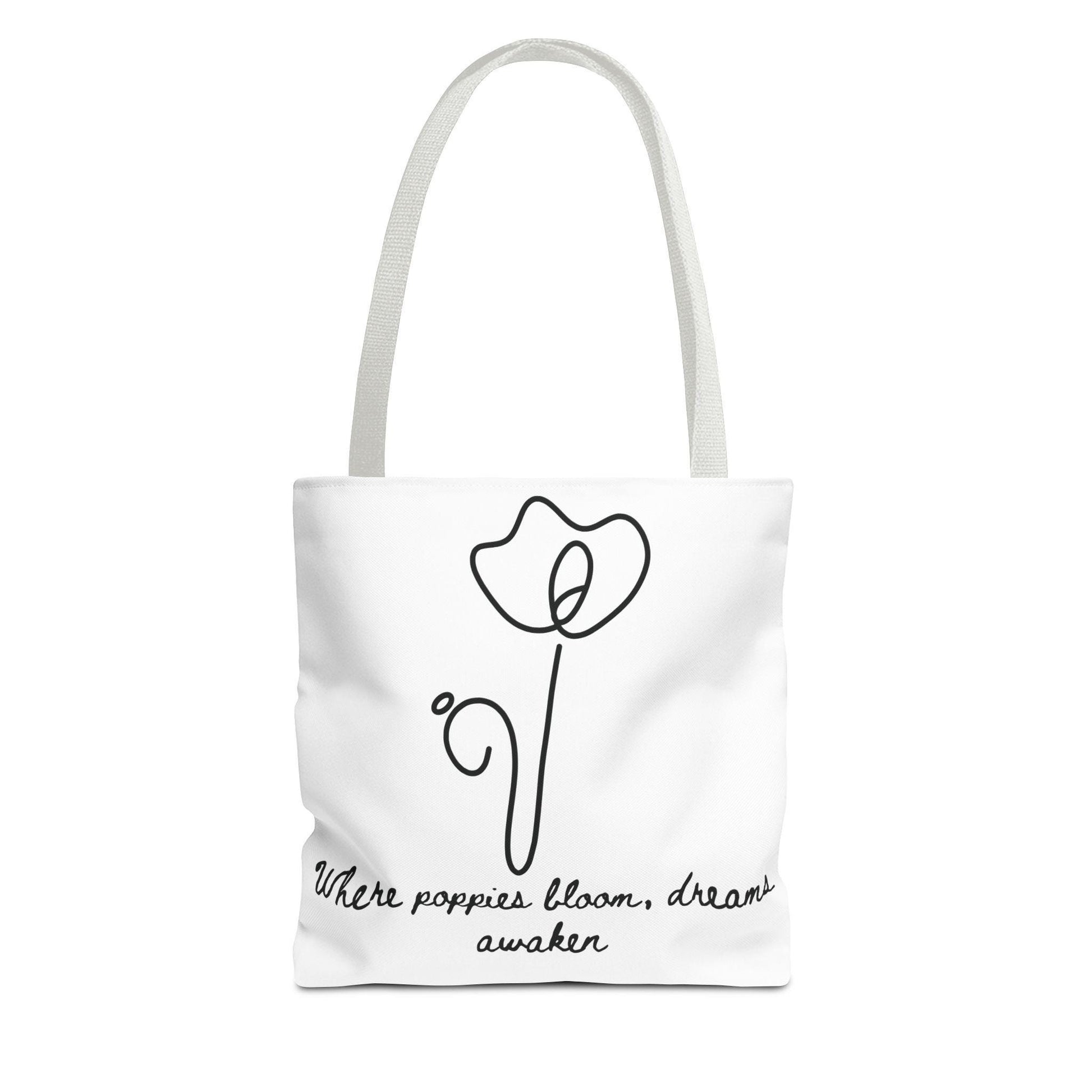 Poppy Flower Tote Bag, Floral Tote, Inspirational Quote Bag, August Birth Flower, Eco-Friendly Grocery Bag, Reusable Shopping Tote