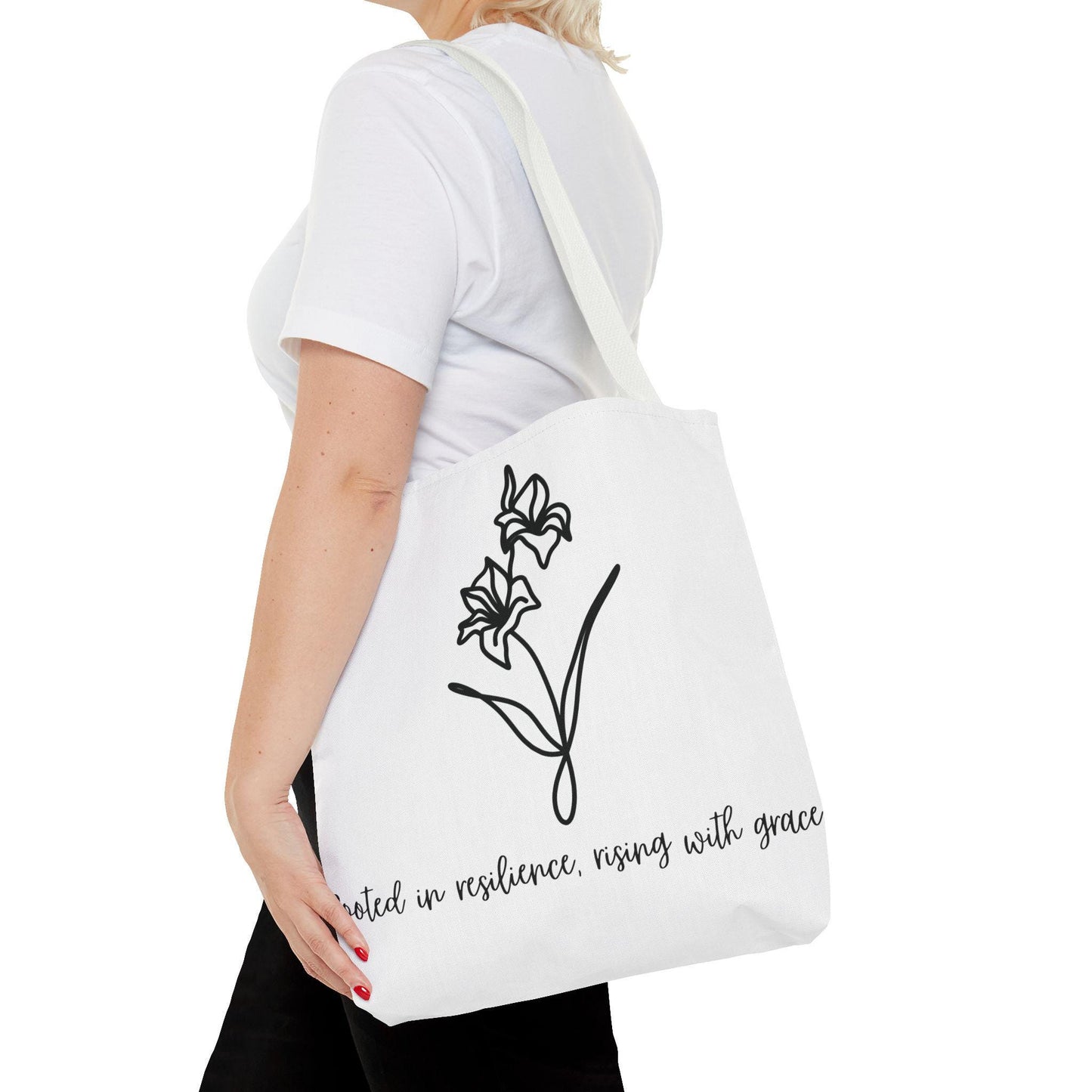 Gladiolus Agust Flower Tote Bag - Floral Quote Shopping Bag, Nature Lover Gift, Botanical Tote, Plant Lady Accessory, Farmhouse Style Purse