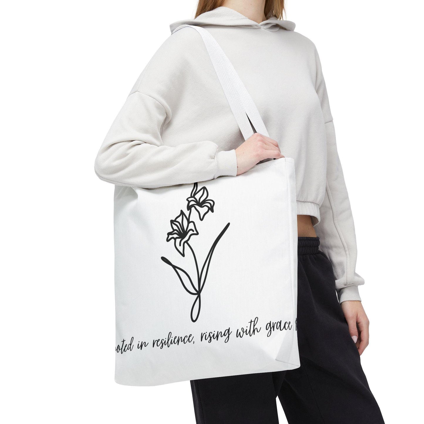 Gladiolus Agust Flower Tote Bag - Floral Quote Shopping Bag, Nature Lover Gift, Botanical Tote, Plant Lady Accessory, Farmhouse Style Purse