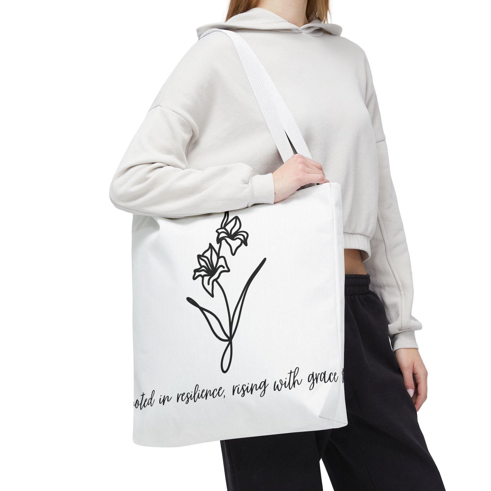 Gladiolus Agust Flower Tote Bag - Floral Quote Shopping Bag, Nature Lover Gift, Botanical Tote, Plant Lady Accessory, Farmhouse Style Purse