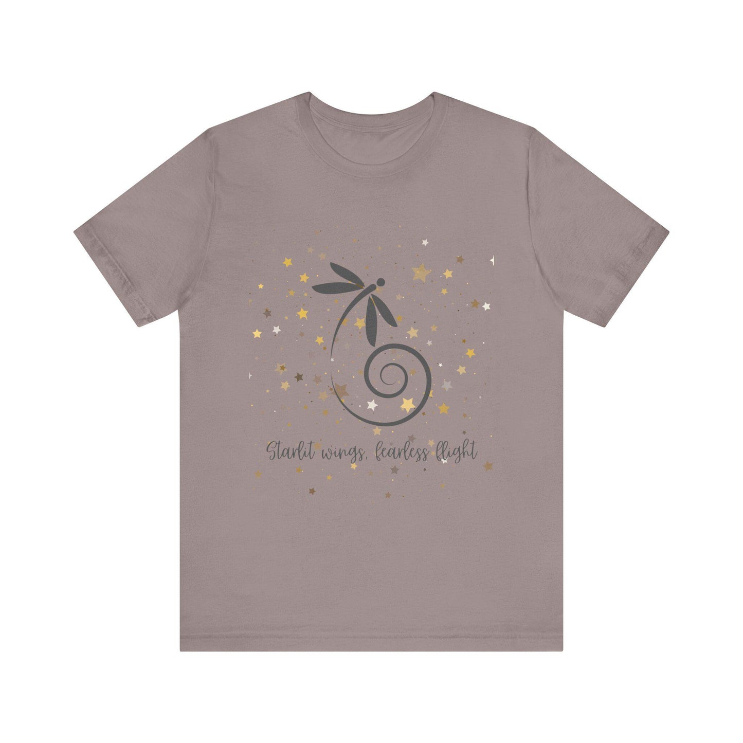 Dragonfly Star Tshirt, Fearless Flight Tee, Inspirational Shirt, Short Sleeve Top, Unisex Clothing, Stars Design
