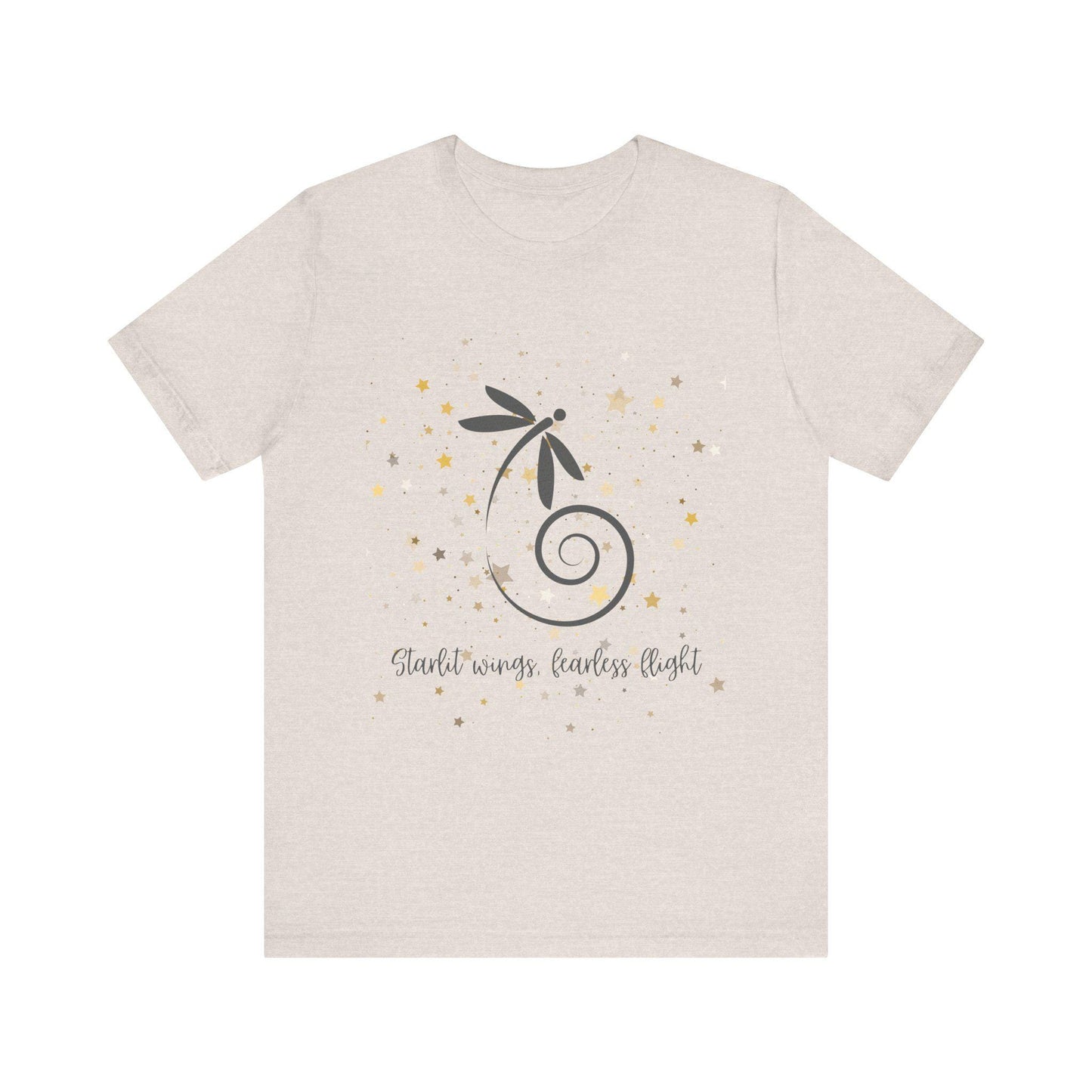 Dragonfly Star Tshirt, Fearless Flight Tee, Inspirational Shirt, Short Sleeve Top, Unisex Clothing, Stars Design