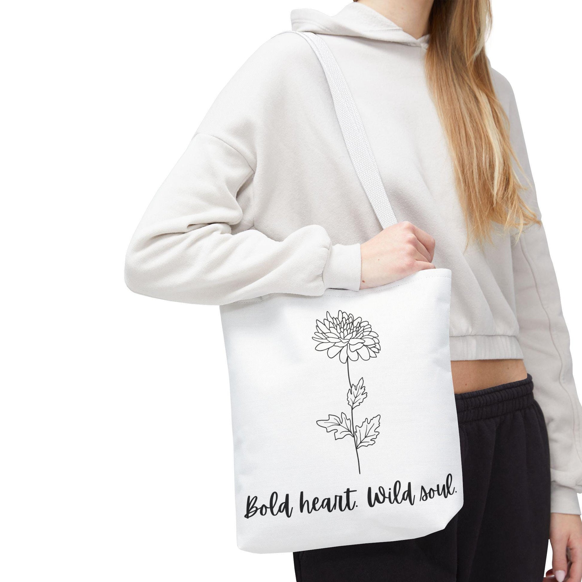 Bold Heart Wild Soul Tote Bag, Floral Tote, Inspirational Shopper, Eco-Friendly Bag, Gift for Her, Everyday Use