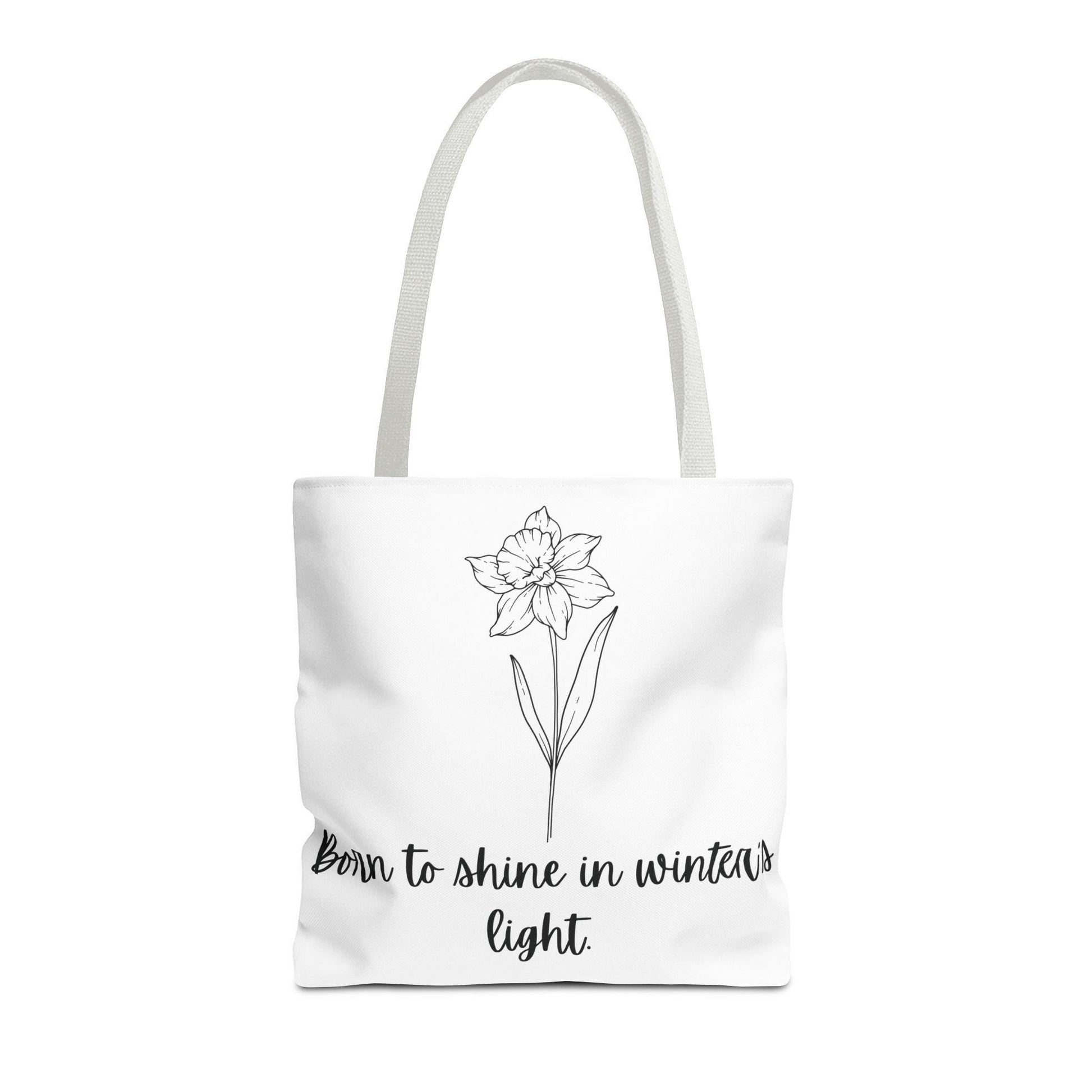 December Floral Tote Bag, Inspirational Eco-Friendly Bag, Gift for Nature Lovers, Narcissus Flower Tote, Everyday Carryall