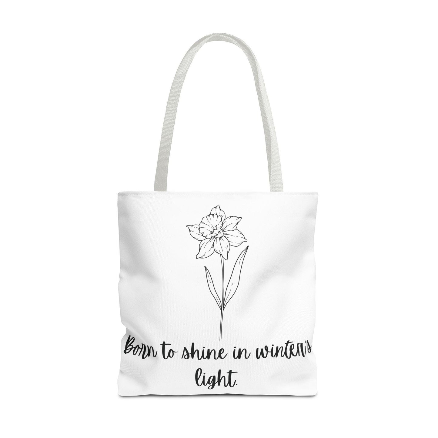 December Floral Tote Bag, Inspirational Eco-Friendly Bag, Gift for Nature Lovers, Narcissus Flower Tote, Everyday Carryall