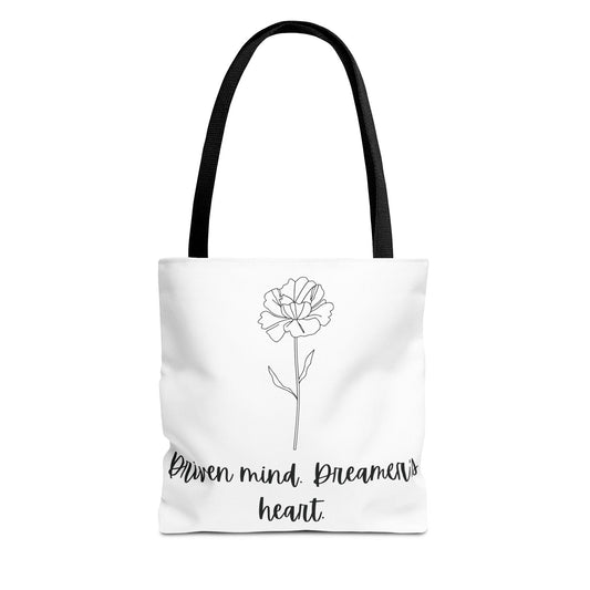 January Birth Flower Gift Floral Motivational Tote Bag, Inspirational Gift, Carnation Beach Bag, Eco-Friendly Tote Gift for Her