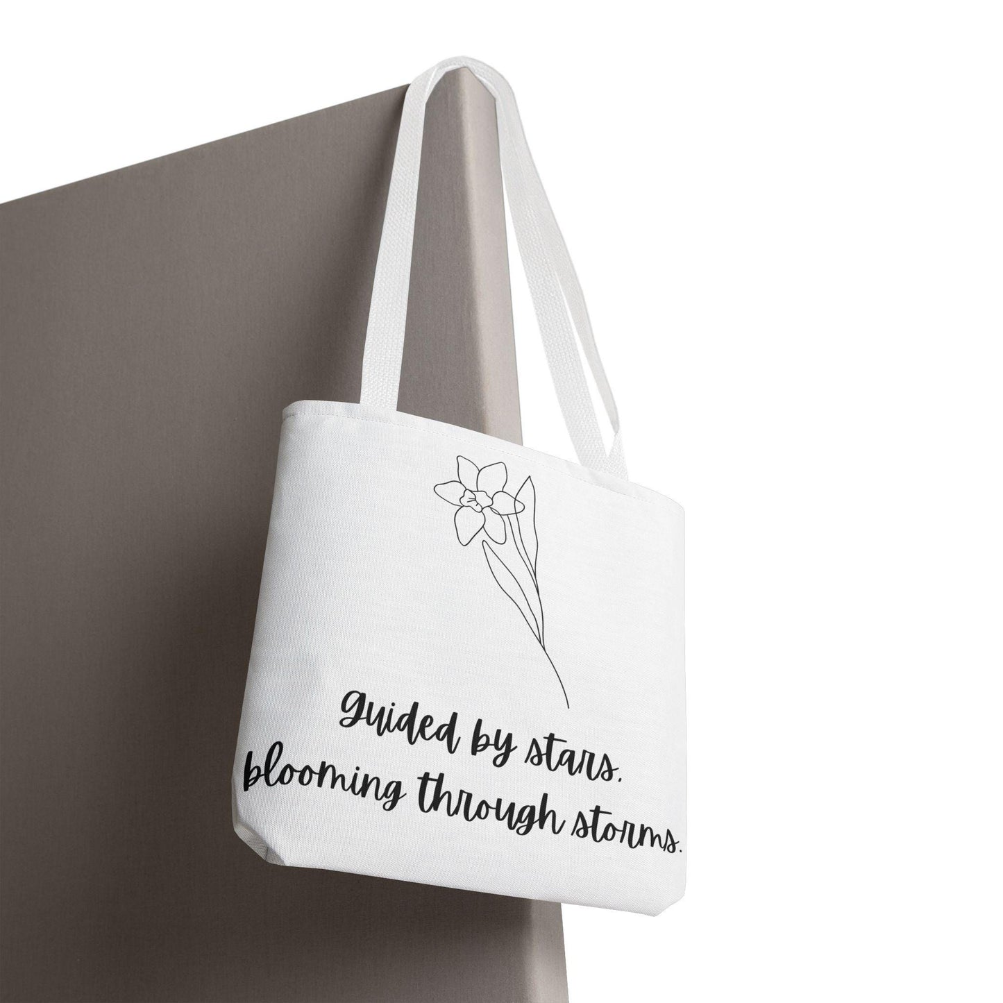 March Birth flower Tote Bag, Floral Tote, Reusable Shopping Bag, Botanical Tote, Birthday Gift Tote, Spring Tote Bag