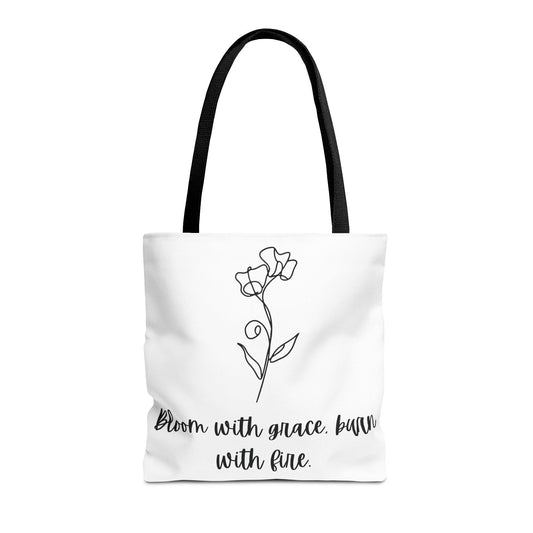 Sweetpea Birth Flower Tote Bag - Floral Spring Shoulder Bag, Gift for April Birthdays, Botanical Market Tote, Eco-Friendly Grocery Bag,