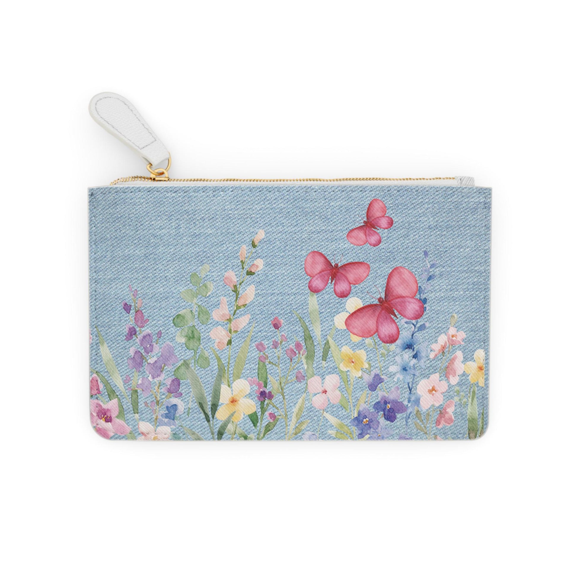 Floral Butterfly Mini Clutch Bag - Chic Makeup Pouch, Spring Inspired Purse, Gift for Her, Travel Accessory, Eco-Friendly Fashion
