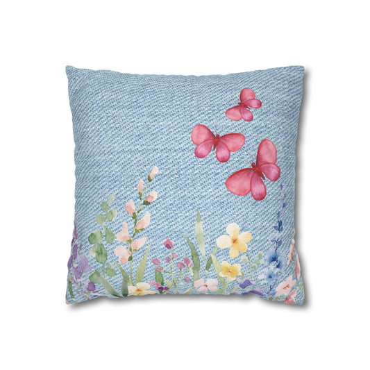 Floral Butterfly Throw Pillow, Decorative Cushion, Home Pillow Cover, Cozy Living Room Accent, Spring Decor, Gift for Her