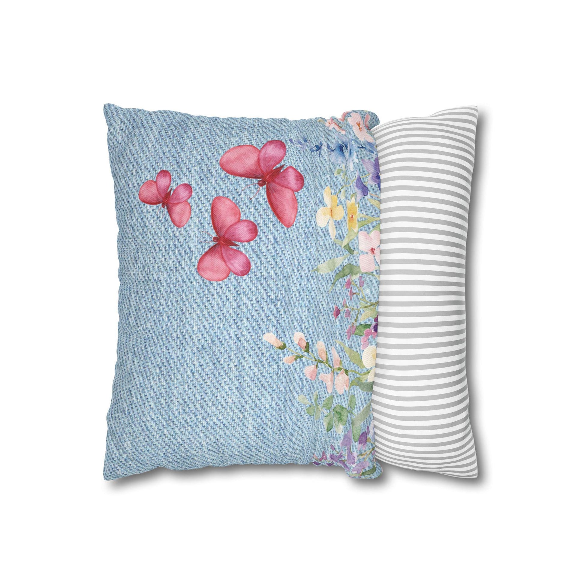 Floral Butterfly Throw Pillow, Decorative Cushion, Home Pillow Cover, Cozy Living Room Accent, Spring Decor, Gift for Her