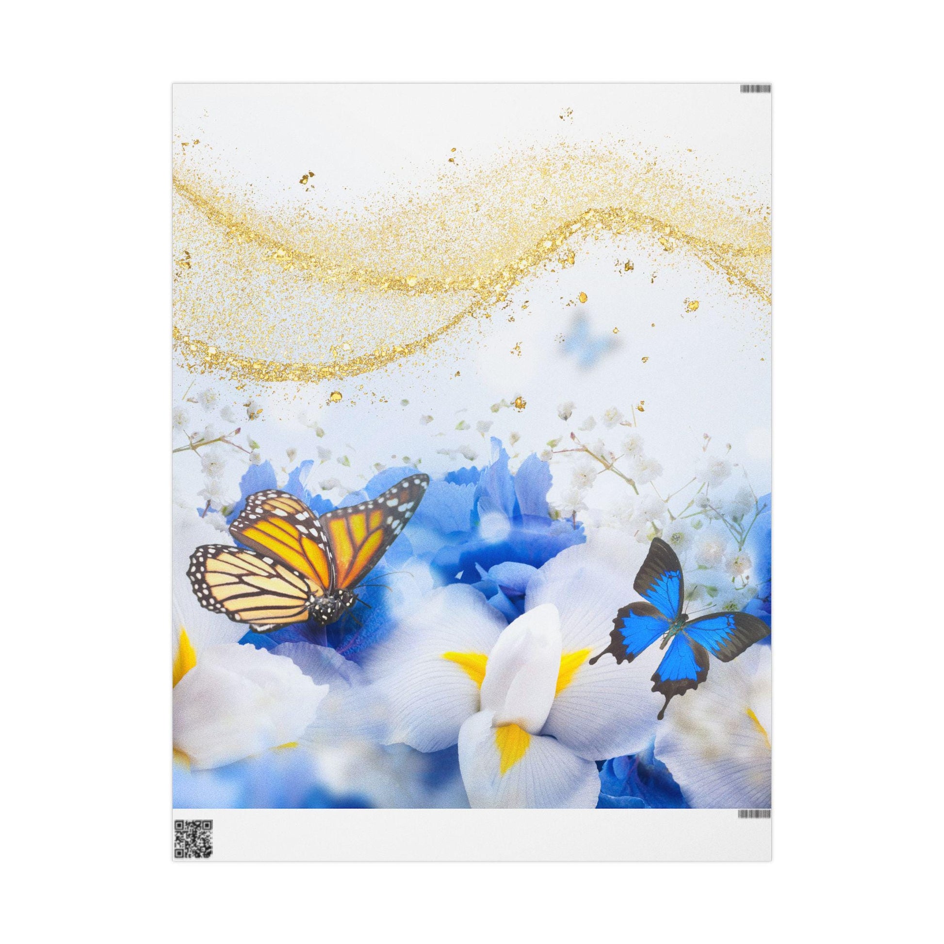 Elegant Floral Butterfly Wrapping Paper - Gift Wrap for Birthdays, Weddings, Baby Showers, Holidays, Special Occasions