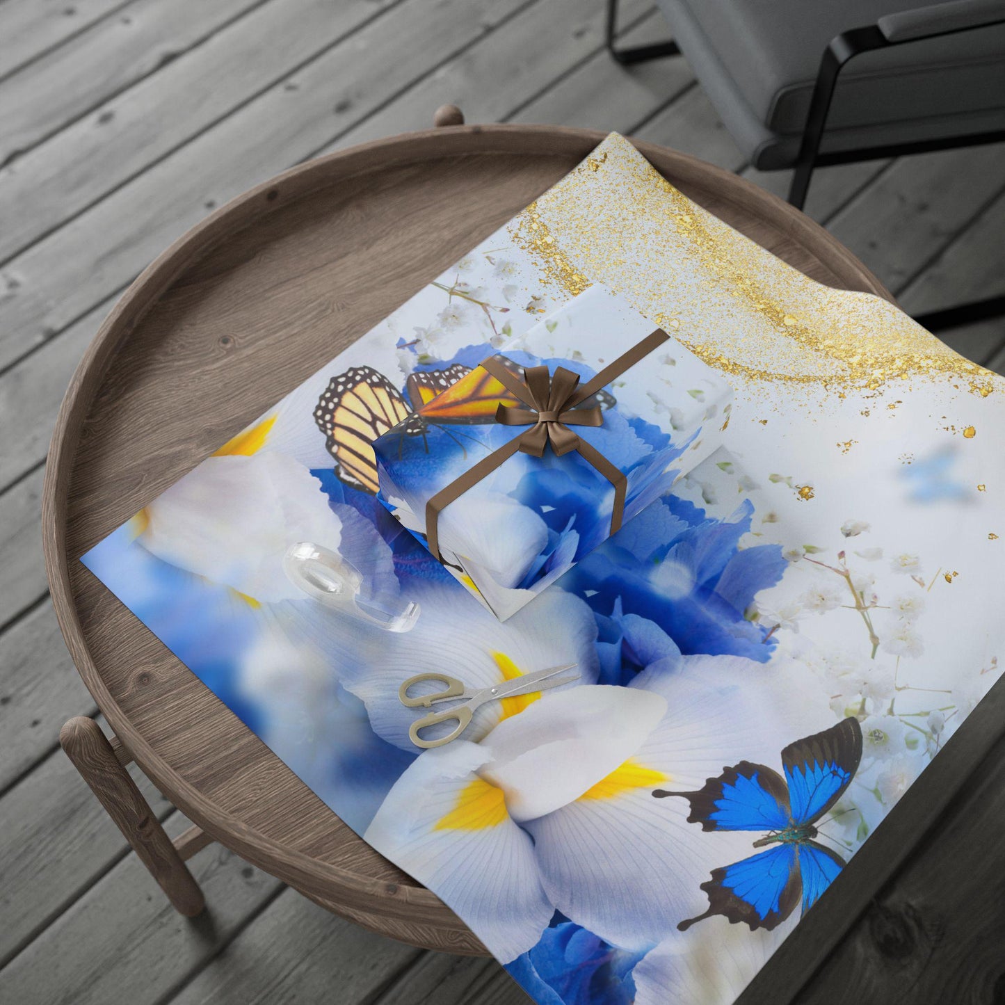 Elegant Floral Butterfly Wrapping Paper - Gift Wrap for Birthdays, Weddings, Baby Showers, Holidays, Special Occasions