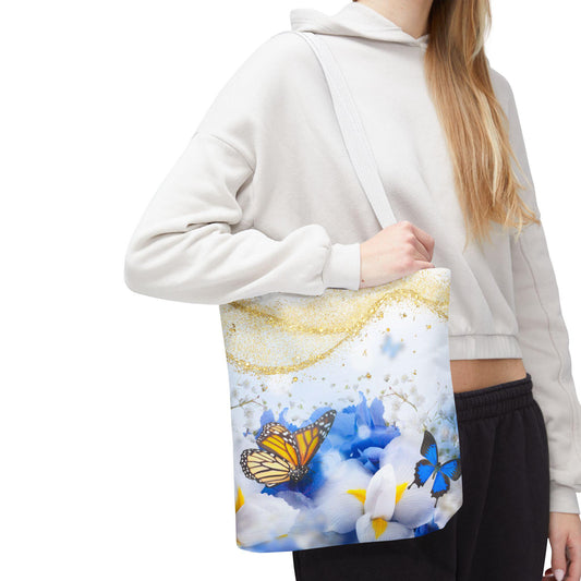 Butterfly Floral Tote Bag - Stylish Eco-Friendly Shopper, Perfect for Spring Outings, Gifts, Beach Days, Everyday Use