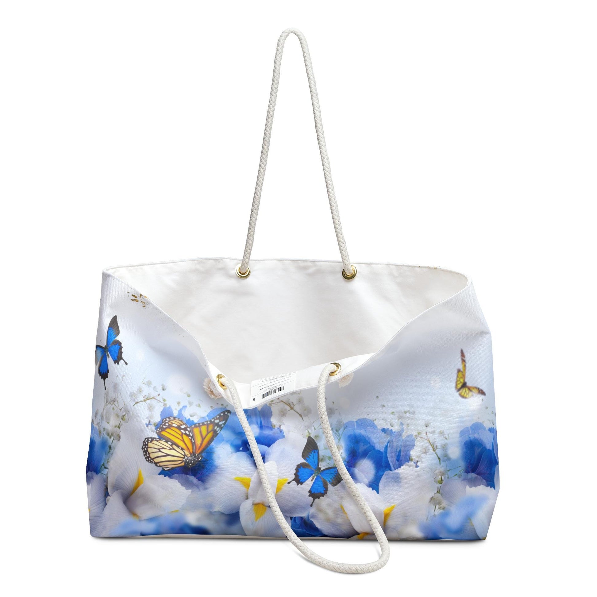 Chic Butterfly Floral Weekender Bag - Perfect for Travel, Beach & Weekend Getaways, Butterfly Print Tote Bag, Floral Travel Bag, Summer