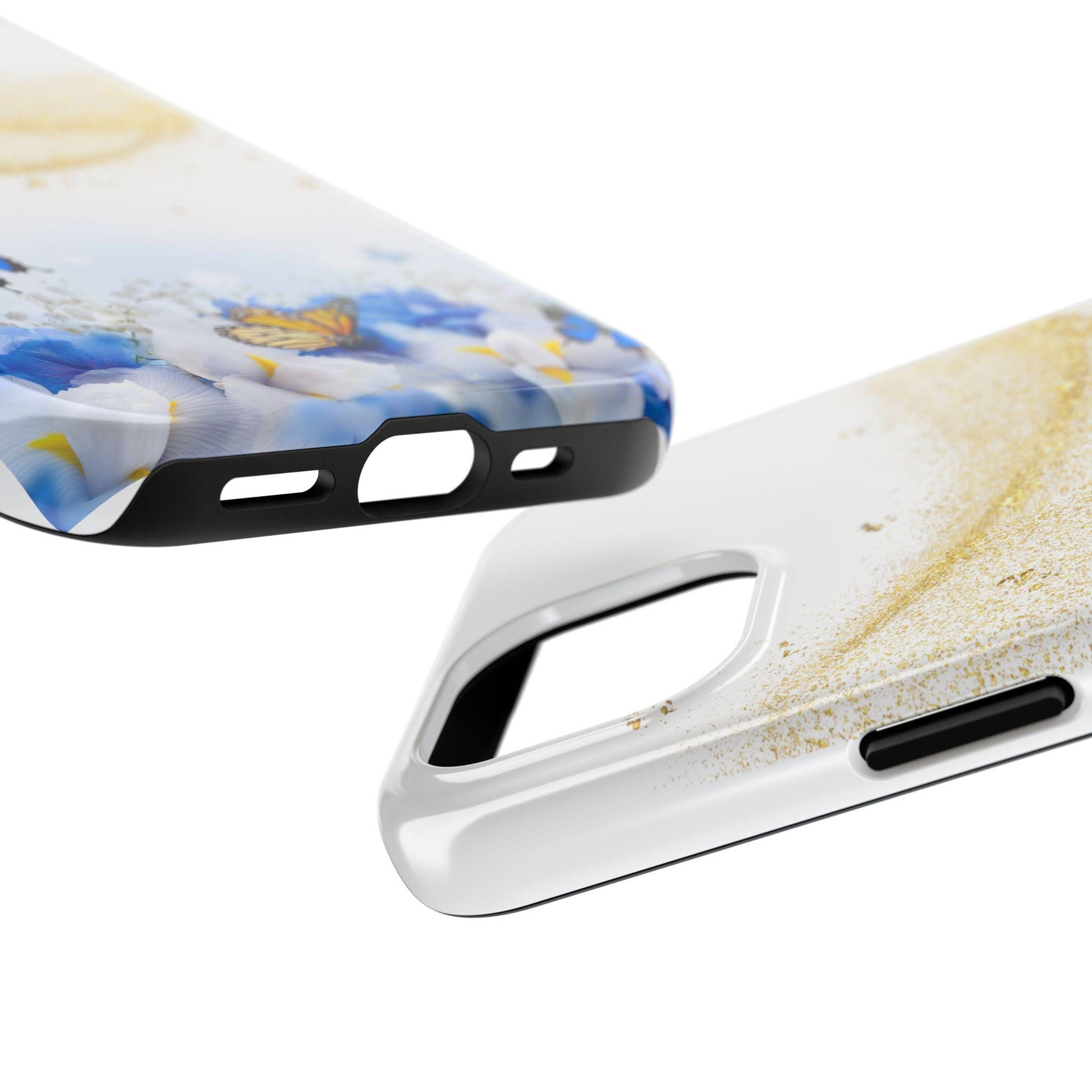 Butterfly Glitter Tough Phone Case, Elegant Floral Phone Case, Gift for Her, Stylish Phone Accessory, Nature Lover's Gift